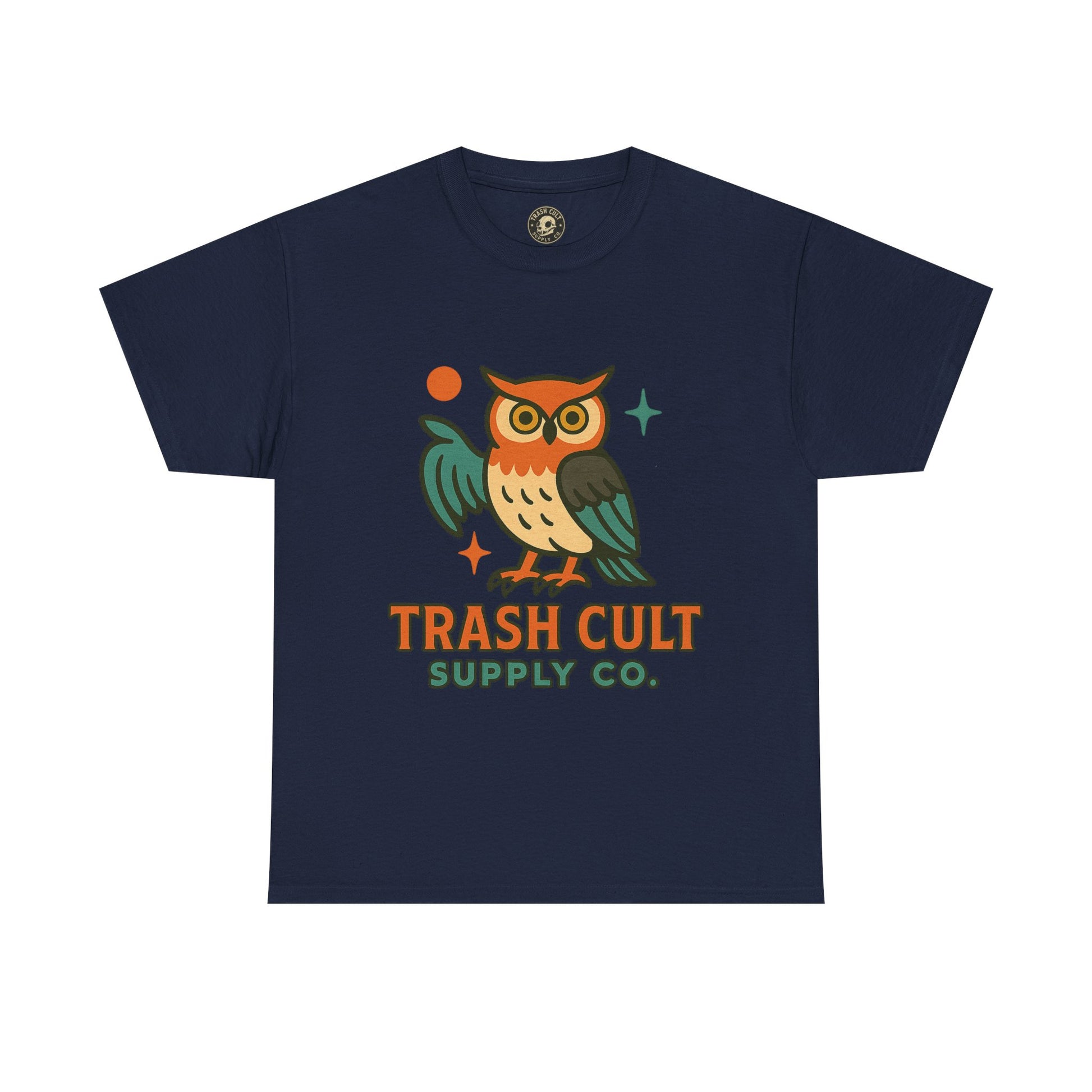 Vintage Owl Graphic Tee, Unisex Heavy Cotton Tee, Trash Cult Shirt, Nature Lover Gift, Eco-Friendly Apparel