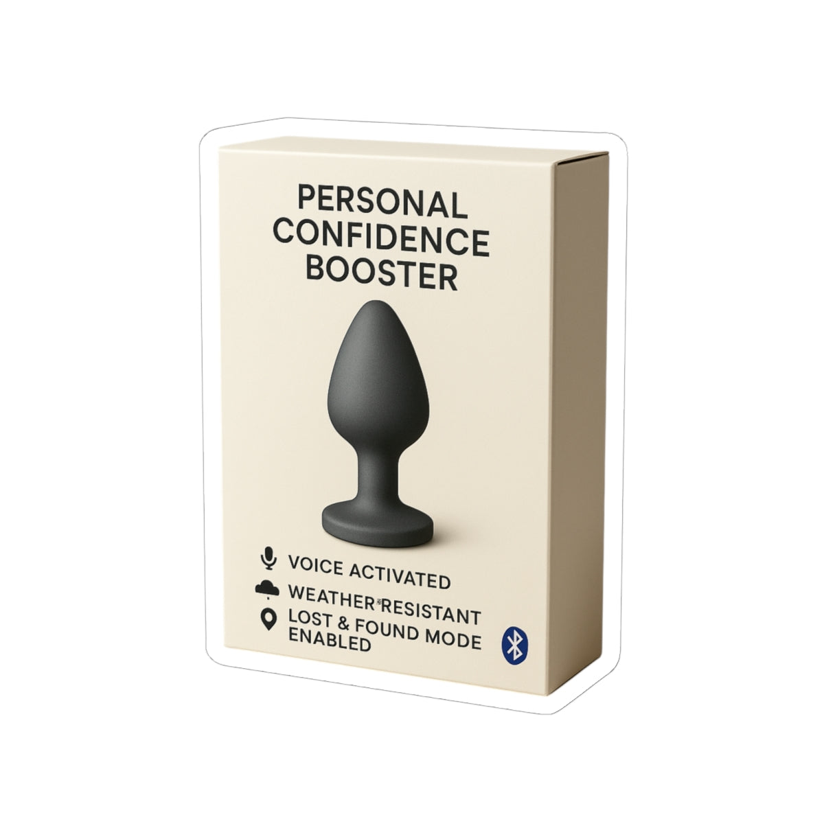 Personal Confidence Booster Sticker – Funny Bluetooth Gadget Parody | Kiss Cut Sticker