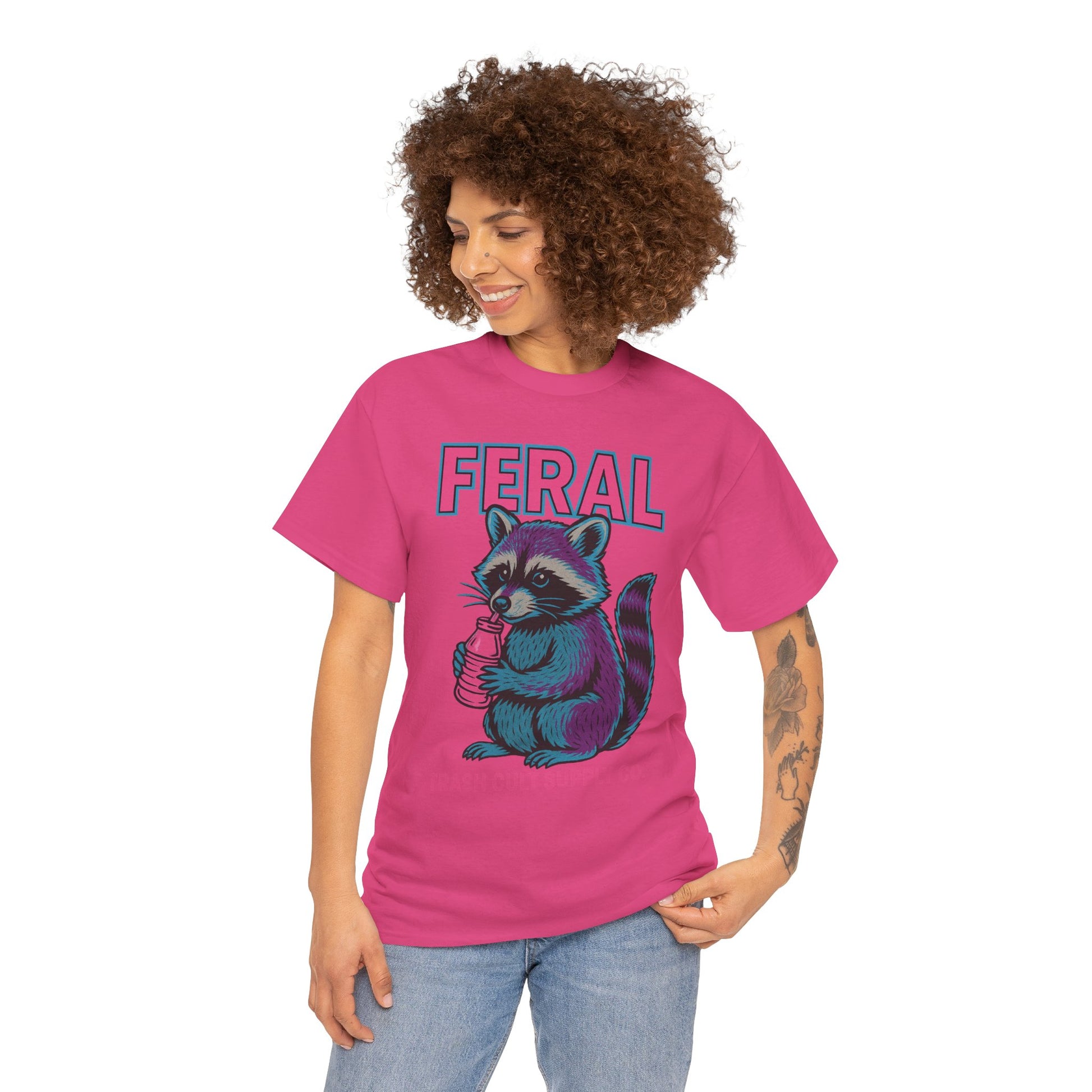 FERAL Raccoon 80s Retro Shirt – Trash Cult Supply Co. – Gildan 5000 Tee