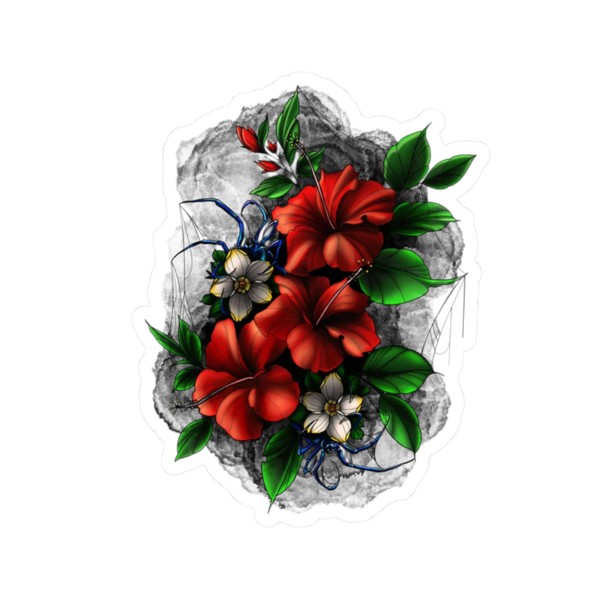 Crimson Hibiscus Stone Sticker – Lara Davenport x Trash Cult