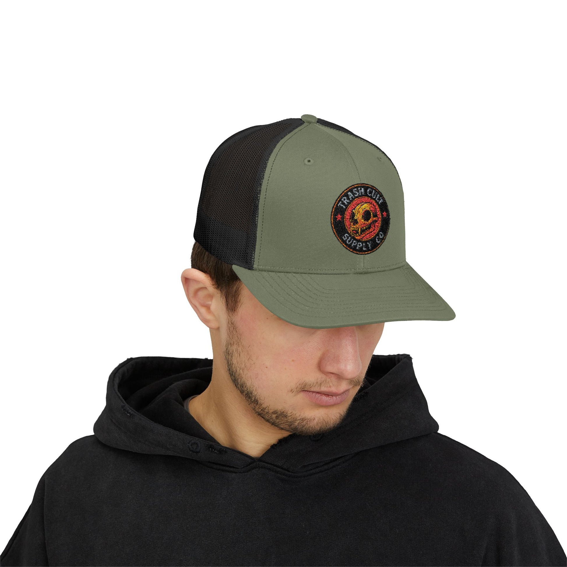 Trash Cult Supply Co. Trucker Hat – Embroidered Logo Snapback Cap