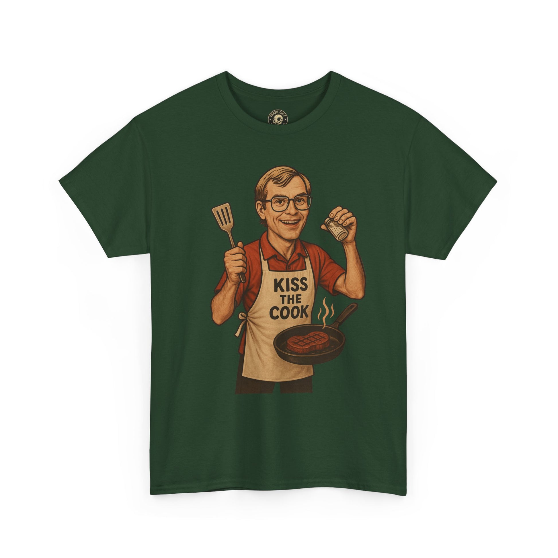 Kiss the Cook Dark Humor Chef Shirt – Creepy Retro Kitchen Parody