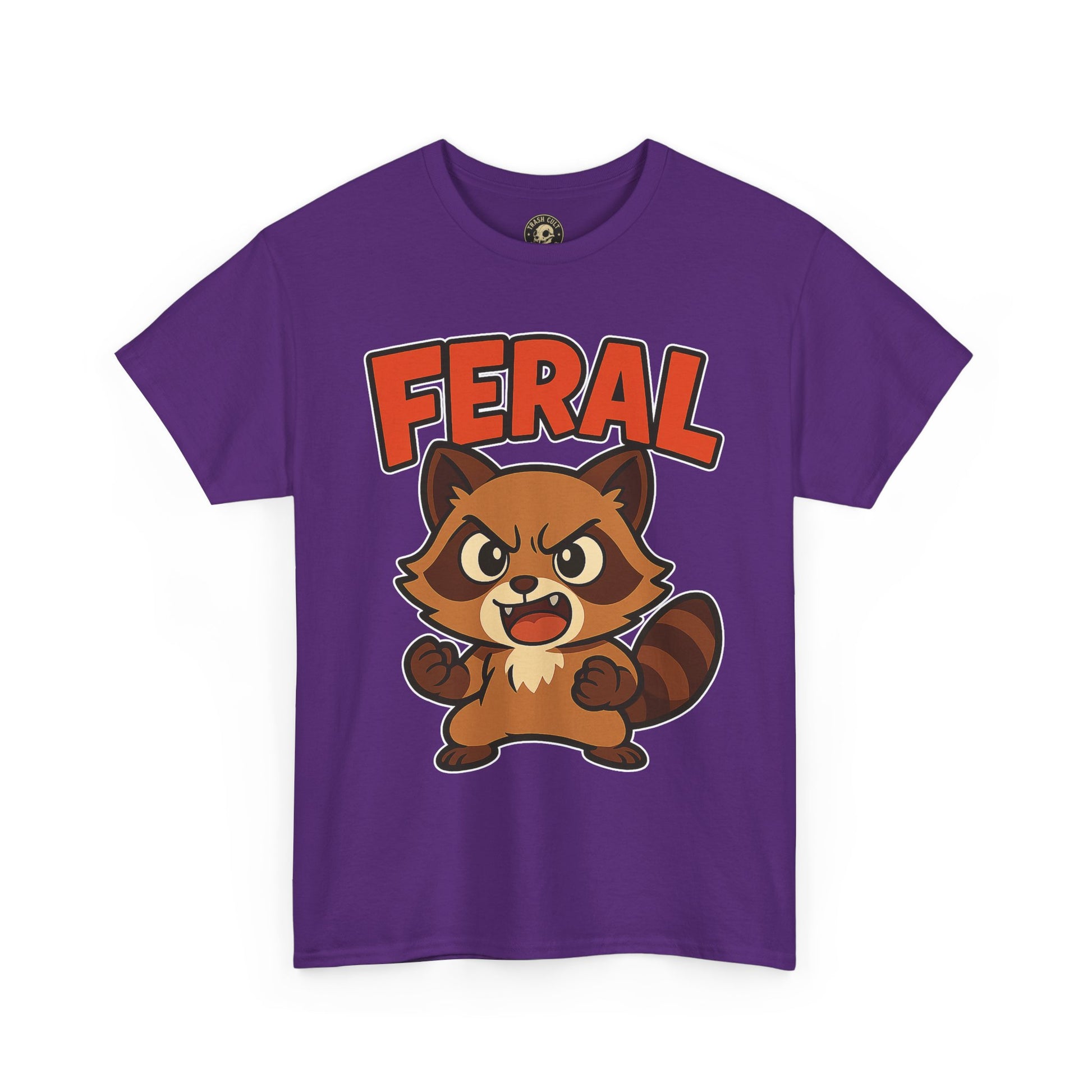 Feral Cartoon Tee - Unisex Heavy Cotton Shirt, Cute Graphic, Animal Lovers Gift, Casual Wear, Fun T-Shirt for Kids & Adults