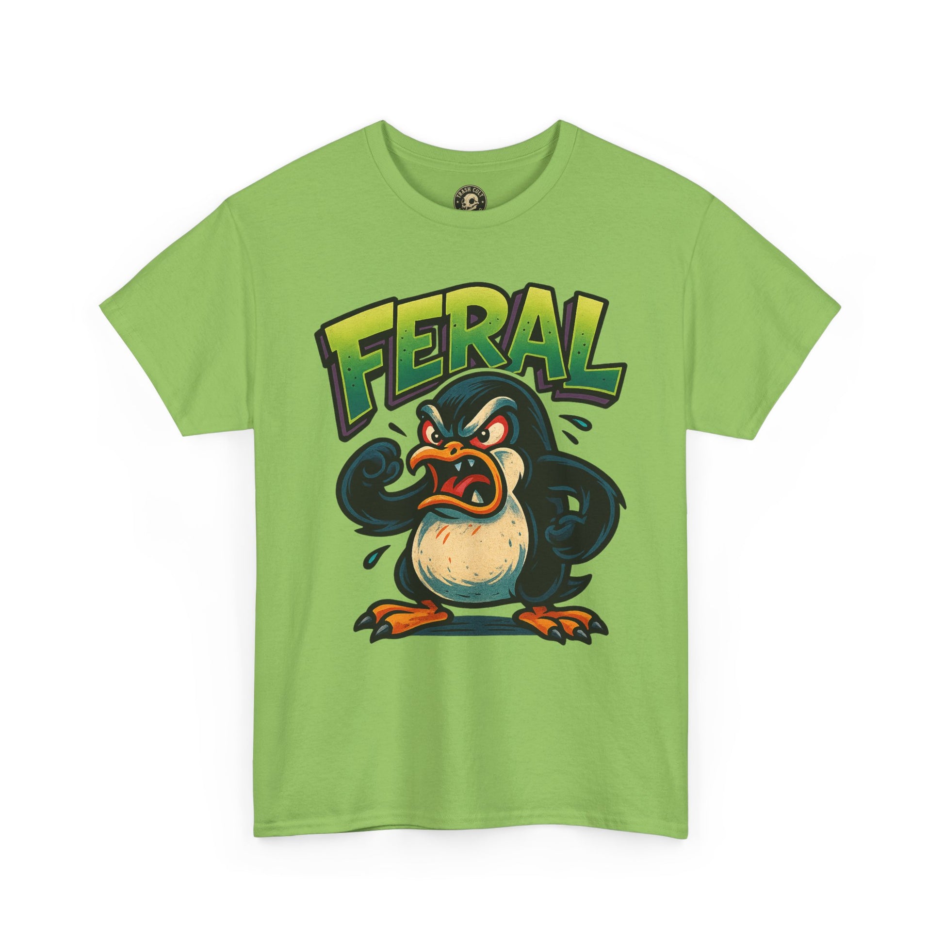 Feral Penguin T-Shirt – Funny Unisex Cotton Tee | Bold Animal Graphic Shirt, Quirky Gift Idea