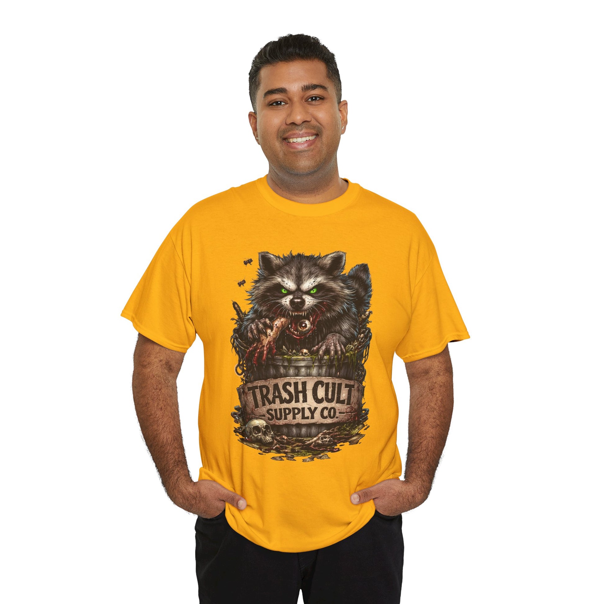Raccoon 'Trash Cult Supply Co.' Graphic Tee — Vintage Grunge Animal Streetwear