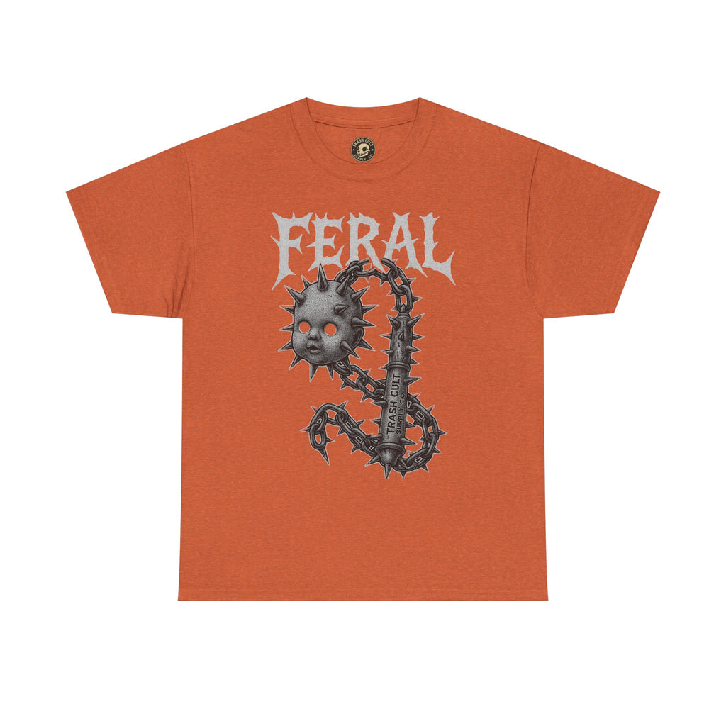 FERAL Spiked Doll Flail Tee – Halftone Gothic Weapon Shirt | Trash Cult Supply Co. | Gildan 5000