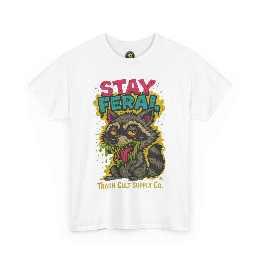 Stay Feral Raccoon Lowbrow Tee – Trash Cult Supply Co. | Gildan 5000