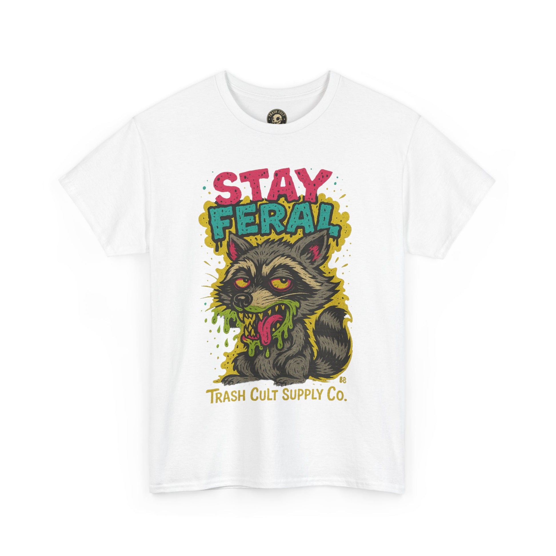 Stay Feral Raccoon Lowbrow Tee – Trash Cult Supply Co. | Gildan 5000
