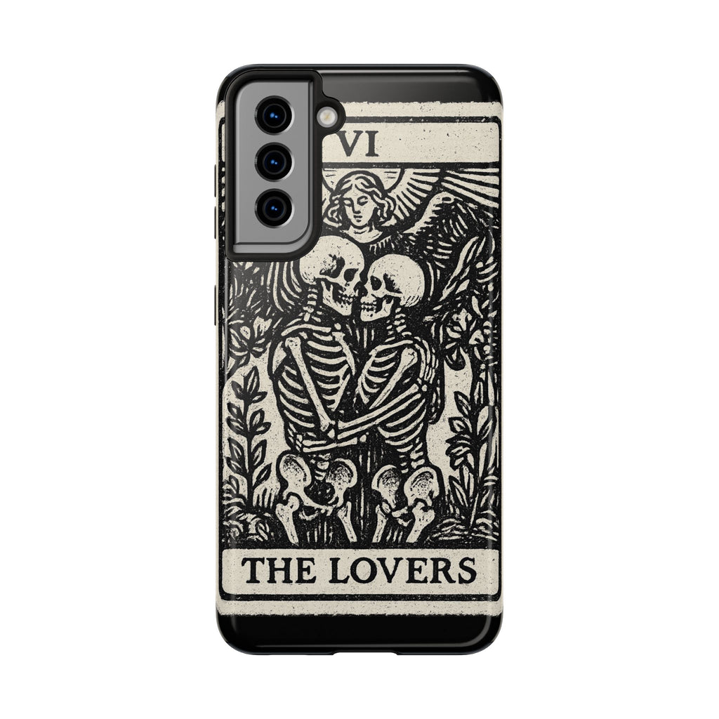 Tough Phone Case with Skeleton Lovers Design, Gothic Phone Cover, Unique Couples Gift, Halloween Accessory, Edgy Tech Design