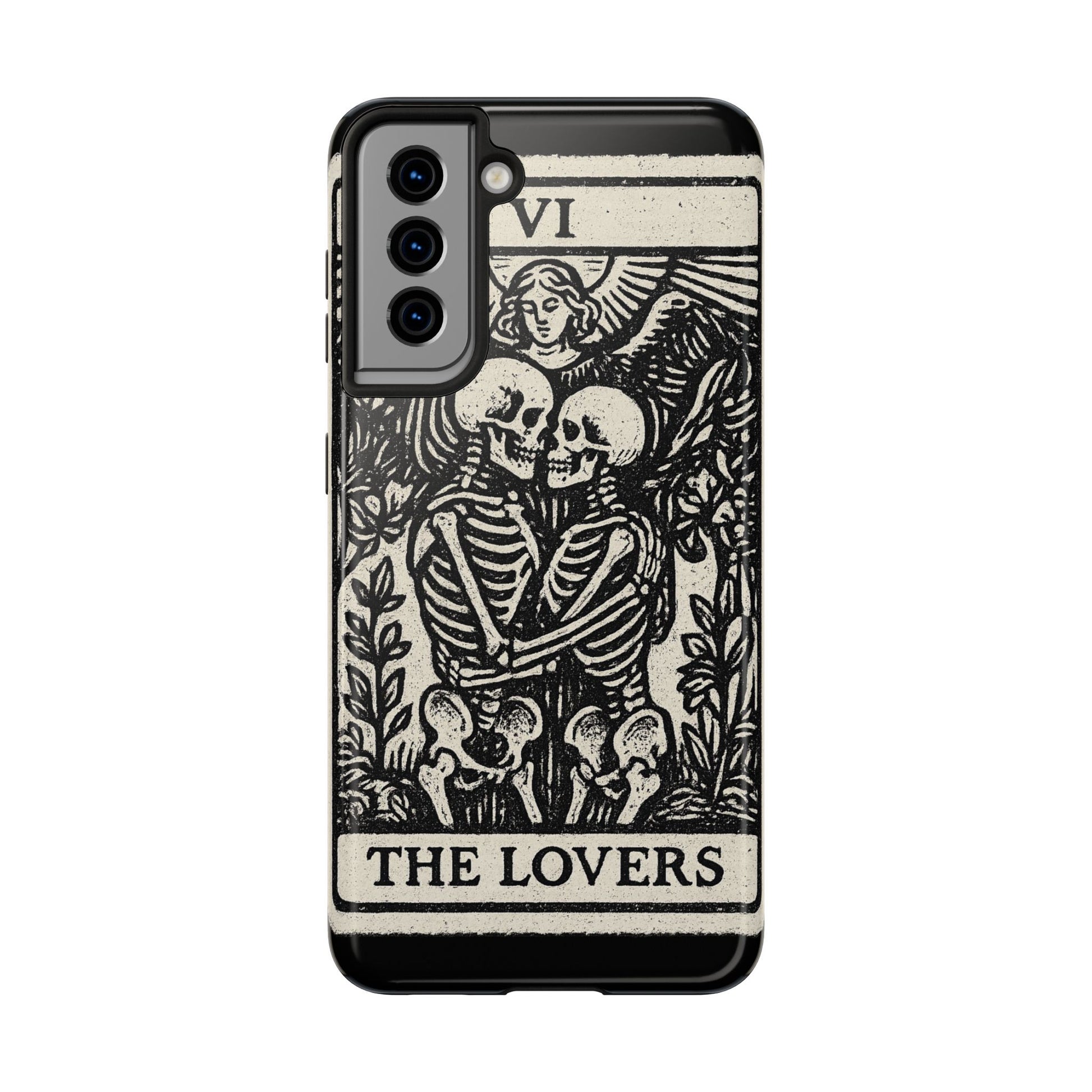 Tough Phone Case with Skeleton Lovers Design, Gothic Phone Cover, Unique Couples Gift, Halloween Accessory, Edgy Tech Design