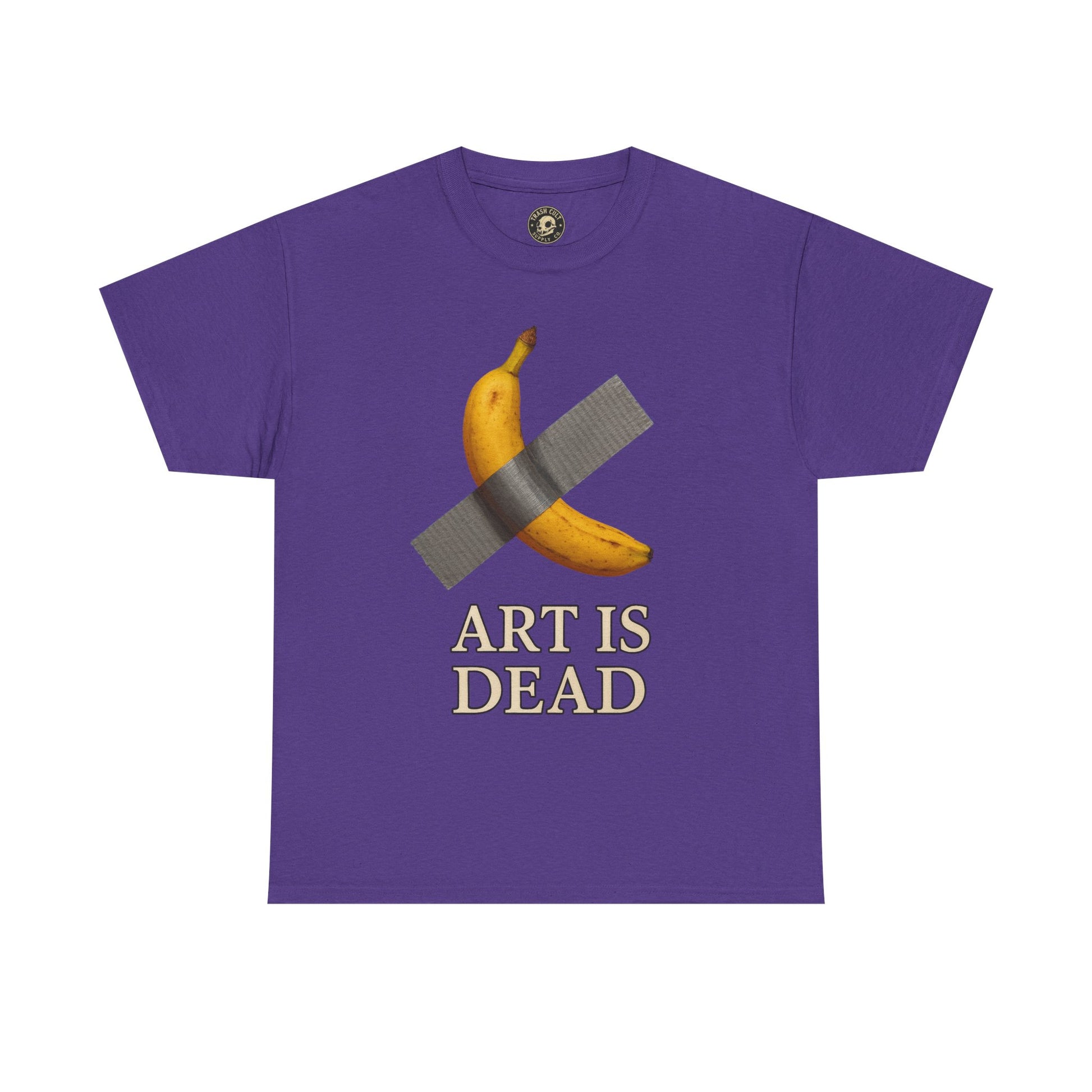 “ART IS DEAD” Banana Duct Tape Meme Tee – Satirical Art Parody Shirt by Trash Cult Supply Co.