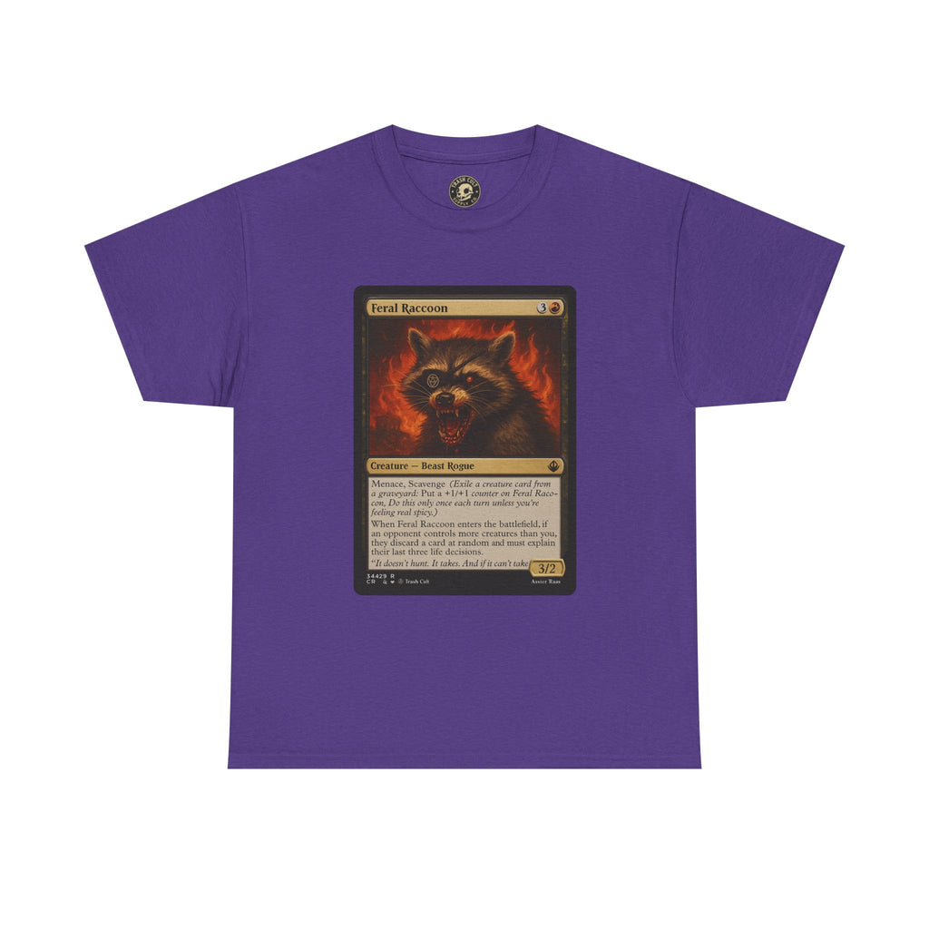 Feral Raccoon Magic Card Shirt – MTG-Inspired Beast Rogue Tee, Trash Cult Creature Card, Gildan 5000 Unisex T-Shirt