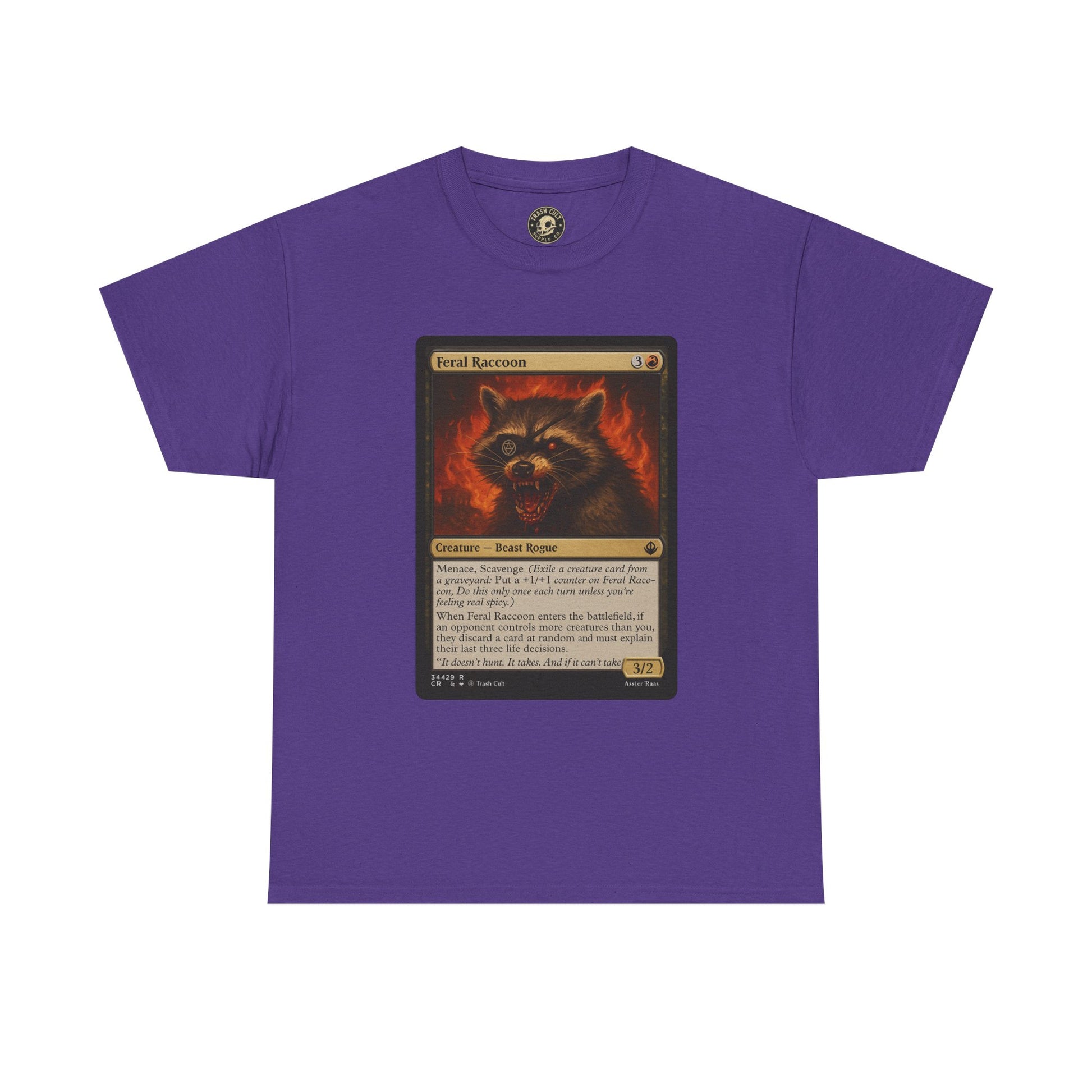 Feral Raccoon Magic Card Shirt – MTG-Inspired Beast Rogue Tee, Trash Cult Creature Card, Gildan 5000 Unisex T-Shirt
