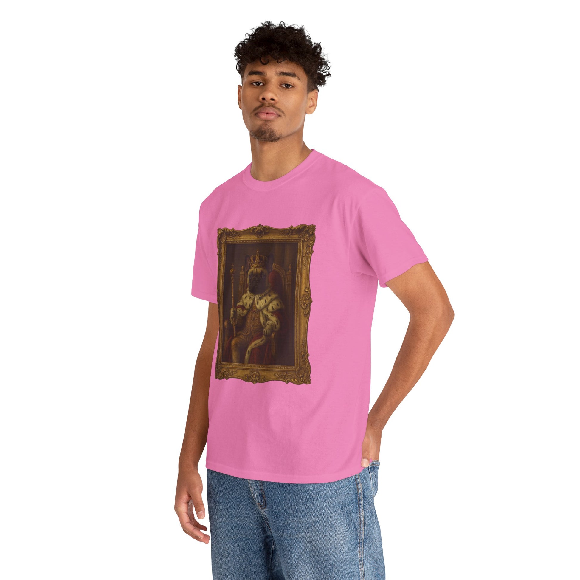 French Bulldog King Baroque Portrait Shirt – Funny Royal Dog Tee – Gildan 5000 Unisex Heavy Cotton