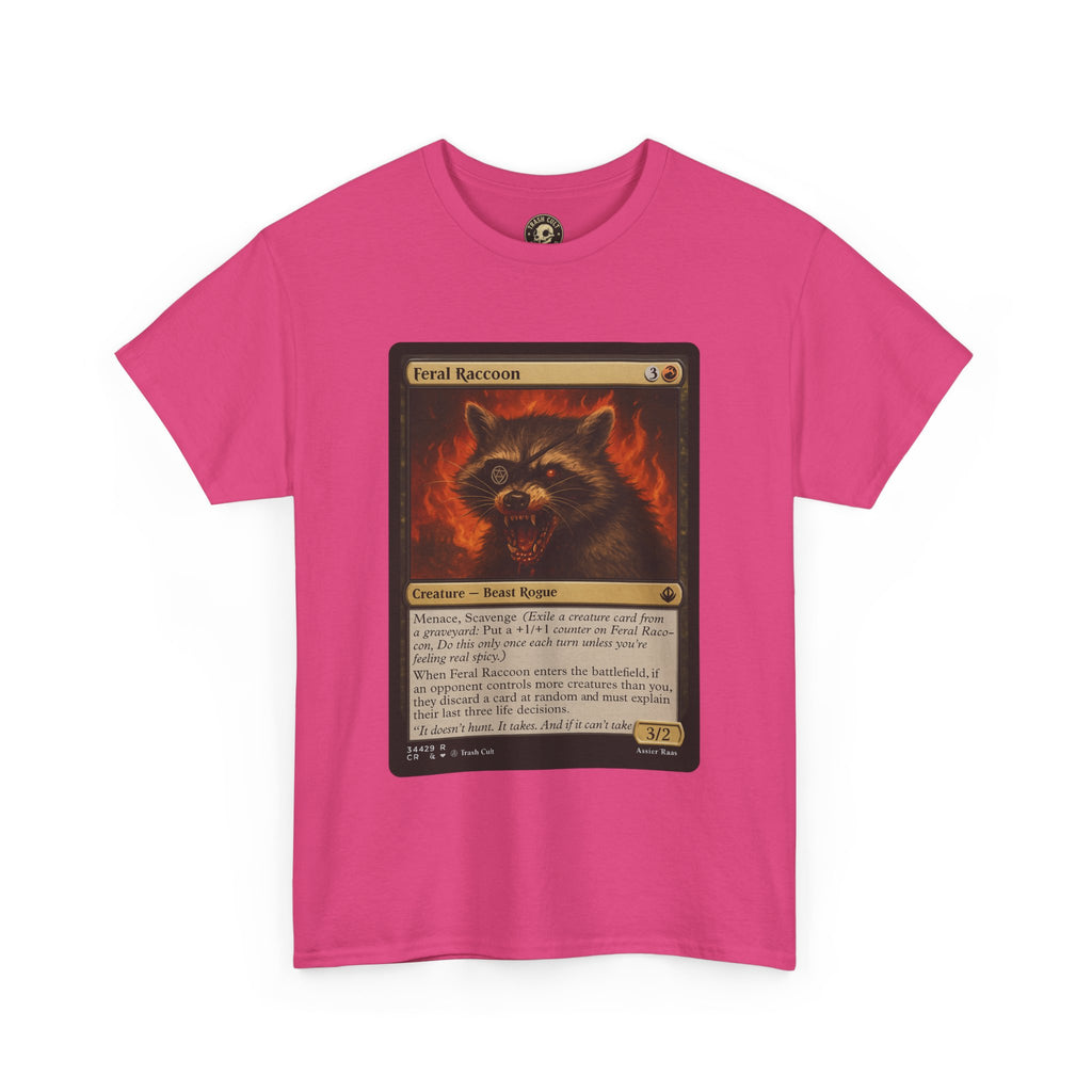 Feral Raccoon Magic Card Shirt – MTG-Inspired Beast Rogue Tee, Trash Cult Creature Card, Gildan 5000 Unisex T-Shirt