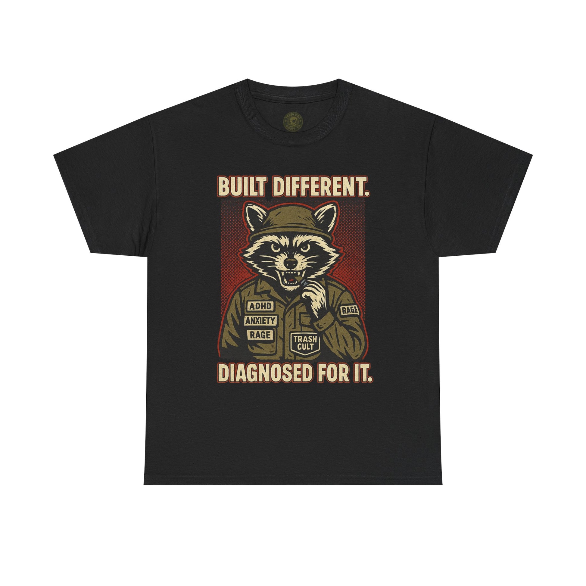 Built Different Diagnosed For It Military Raccoon Shirt – Gildan 5000