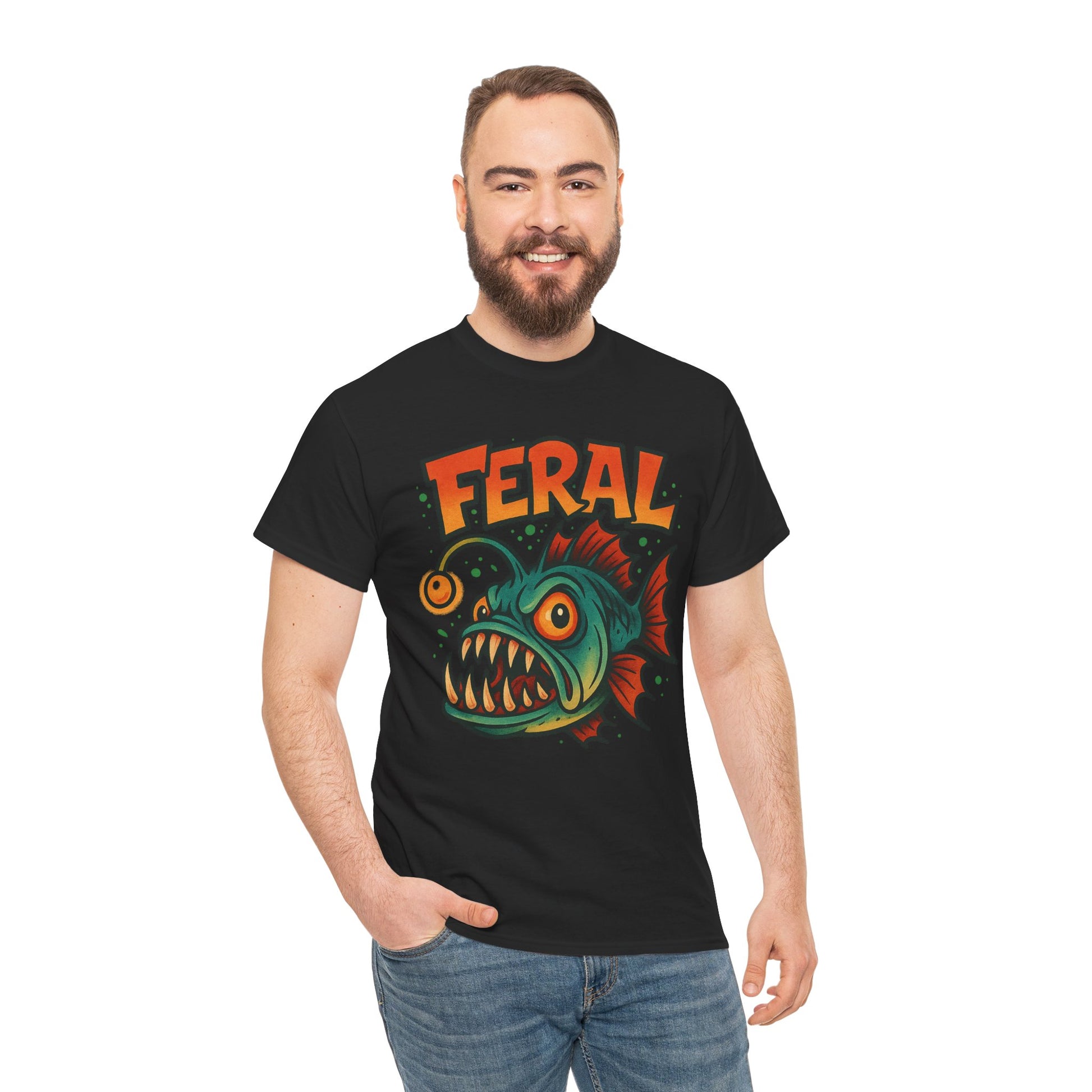 Feral Graphic Tee, Unisex Heavy Cotton Shirt, Edgy Apparel for Art Lovers, Perfect for Gifts and Casual Wear, Streetwear Fashion