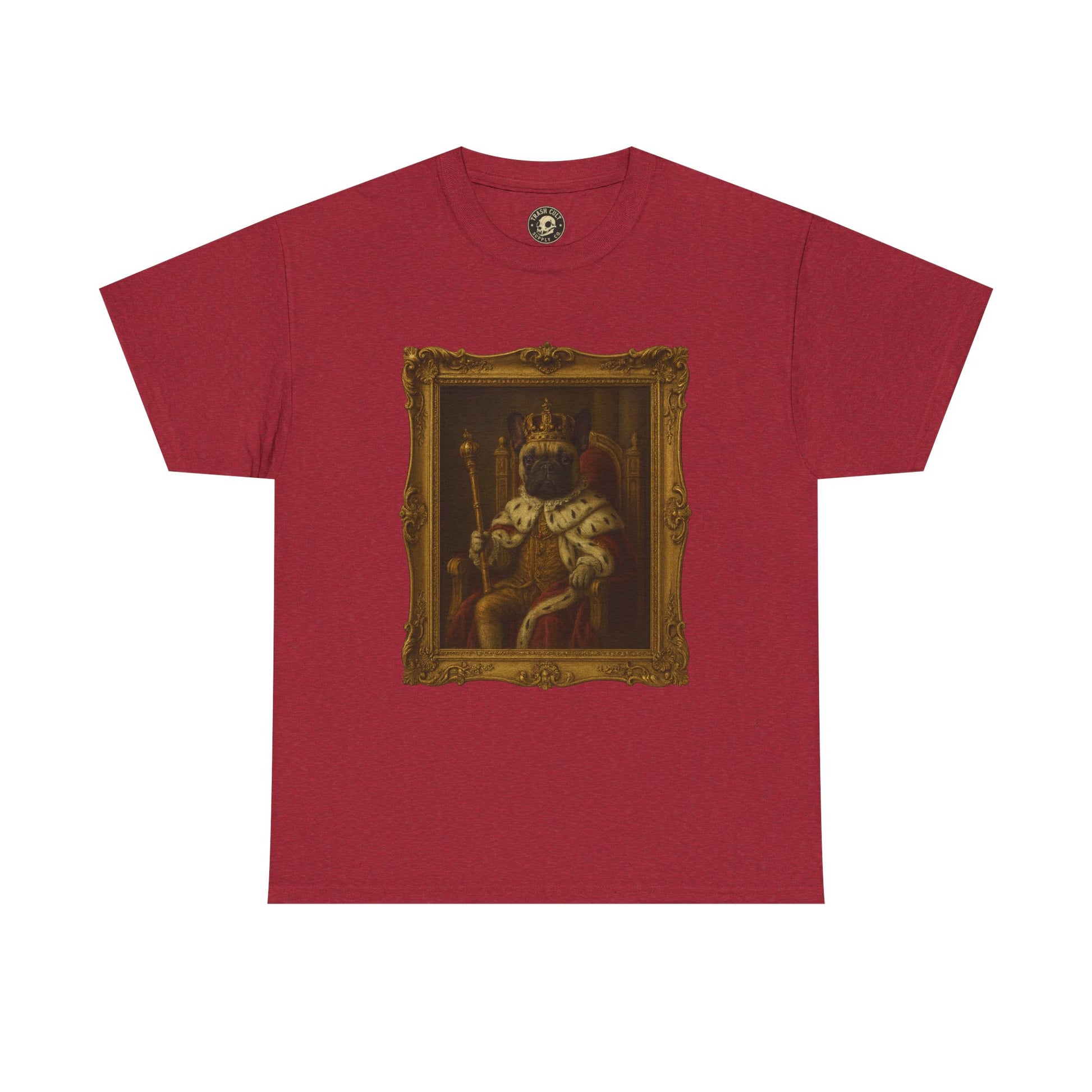 French Bulldog King Baroque Portrait Shirt – Funny Royal Dog Tee – Gildan 5000 Unisex Heavy Cotton