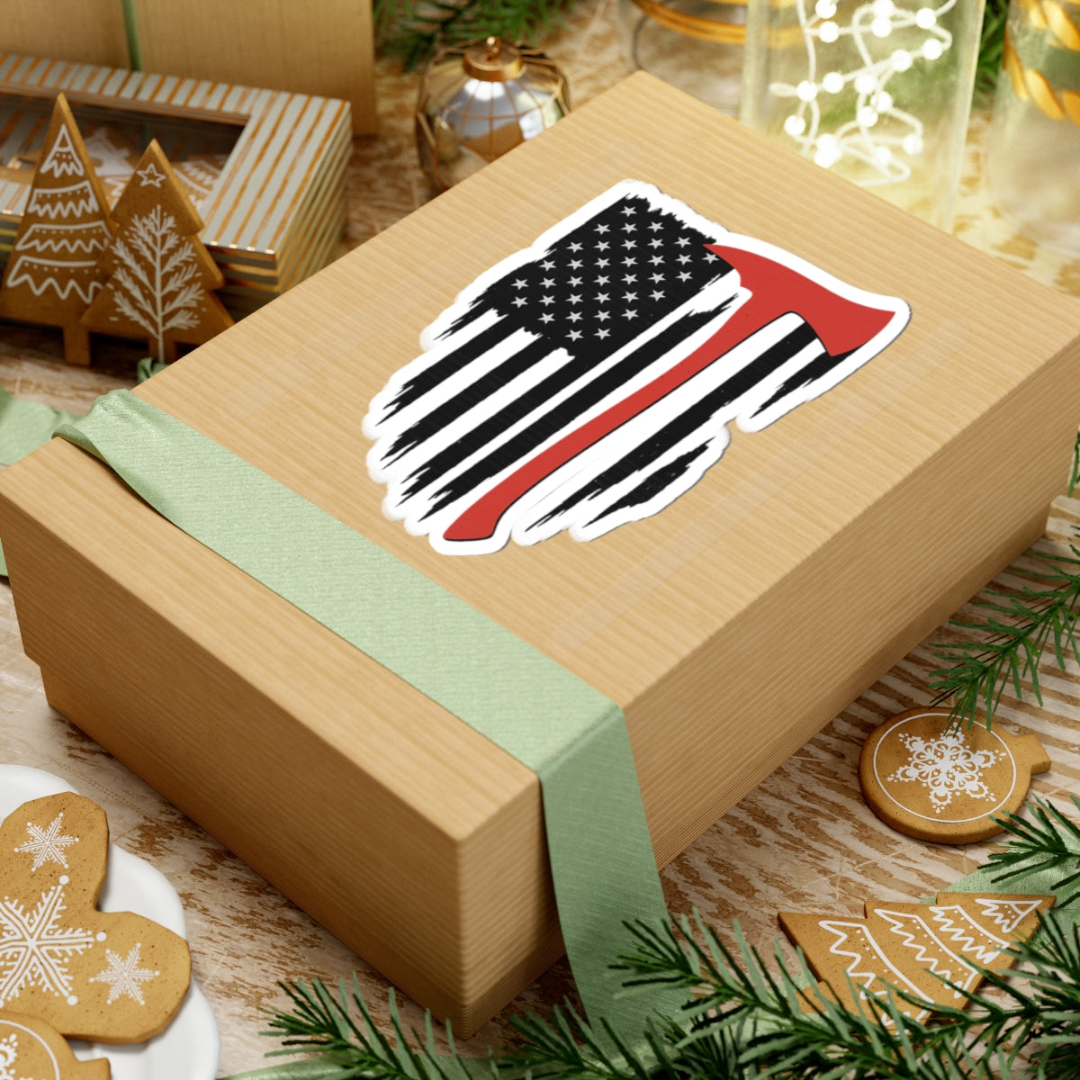 Patriotic Axe Kiss-Cut Stickers - Perfect for Mugs, Laptops, Gift Wrap, Scrapbooks, Outdoor Enthusiasts, Freedom Celebrations