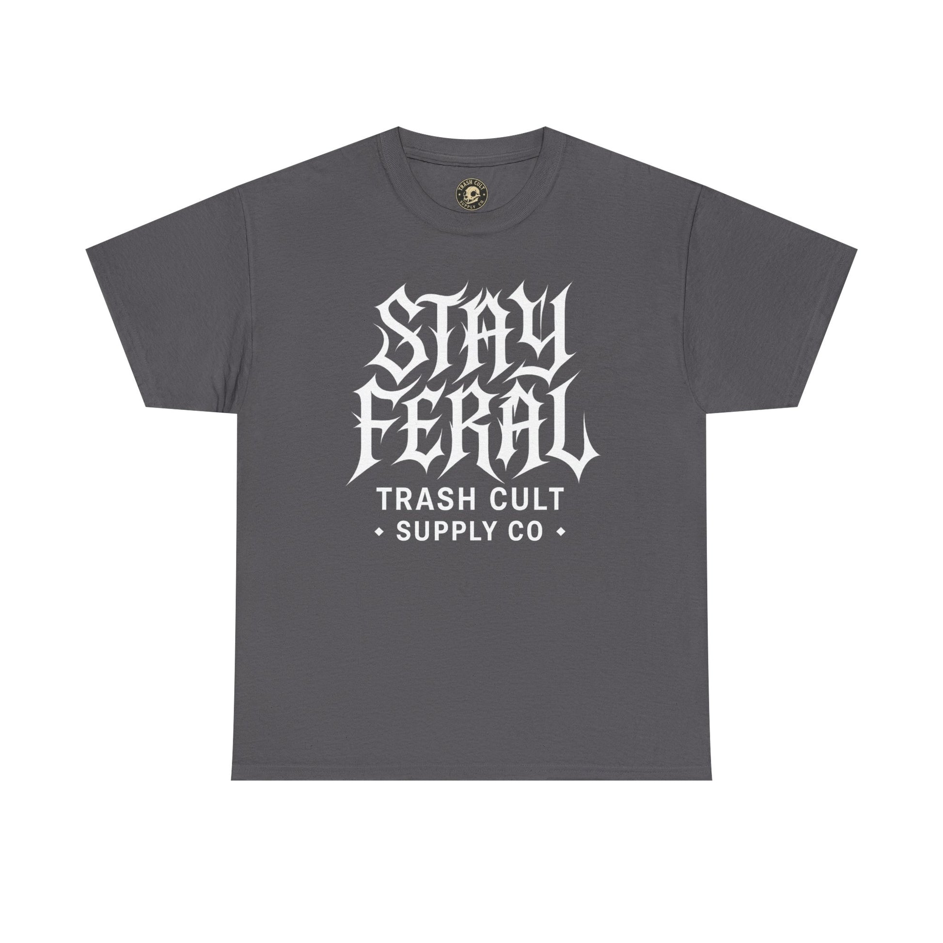 Unisex Heavy Cotton Tee - Stay Feral Graphic Tee, Streetwear Shirt, Gift for Wild Spirits, Eco-Friendly Casualwear, Summer Fashion