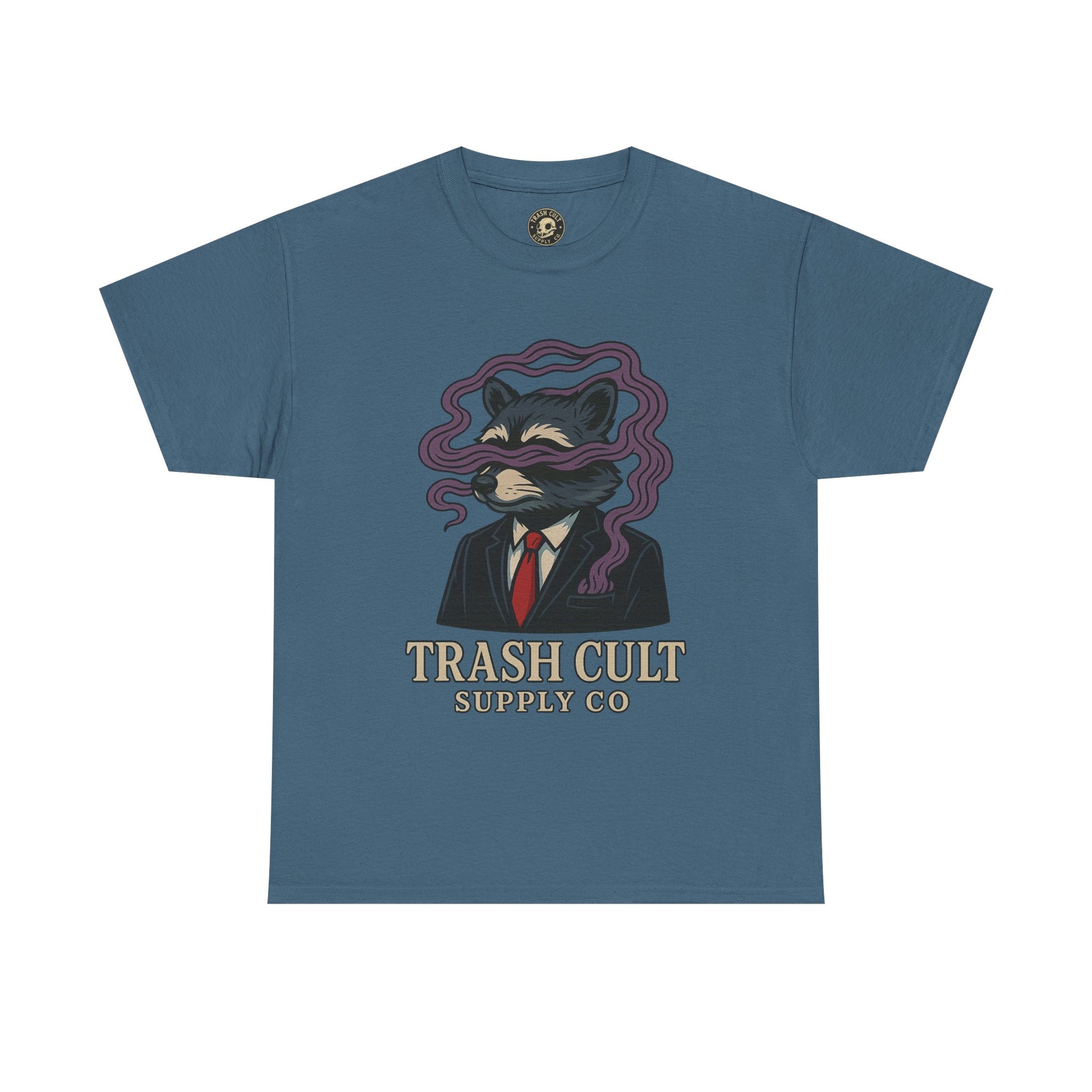 Suited Raccoon Smoke Design – Trash Cult Supply Co | Bold Graffiti Tattoo Tee