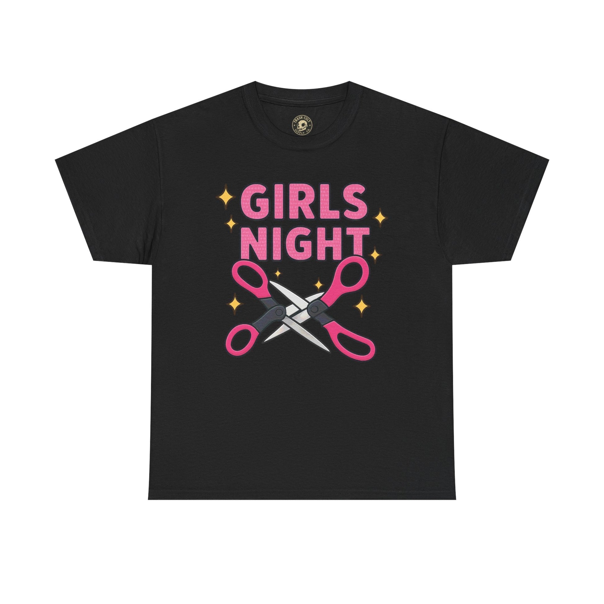 Funny Girls Night Shirt – Lesbian Humor Tee – Pink Scissors Graphic on Gildan 5000
