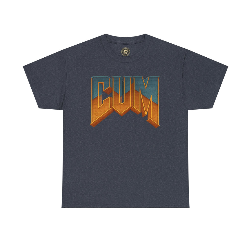 CUM Parody Metal Logo Shirt – Doom-Inspired Retro Gamer Tee on Gildan 5000