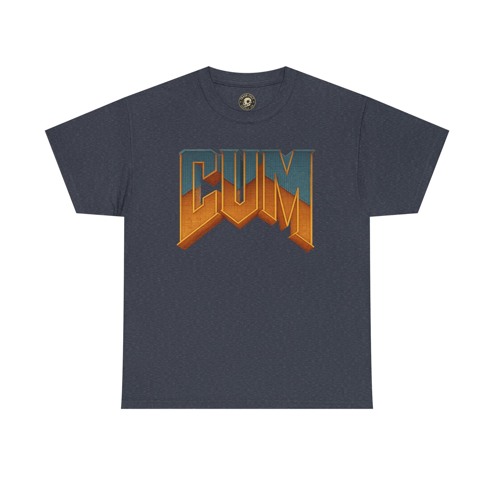 CUM Parody Metal Logo Shirt – Doom-Inspired Retro Gamer Tee on Gildan 5000