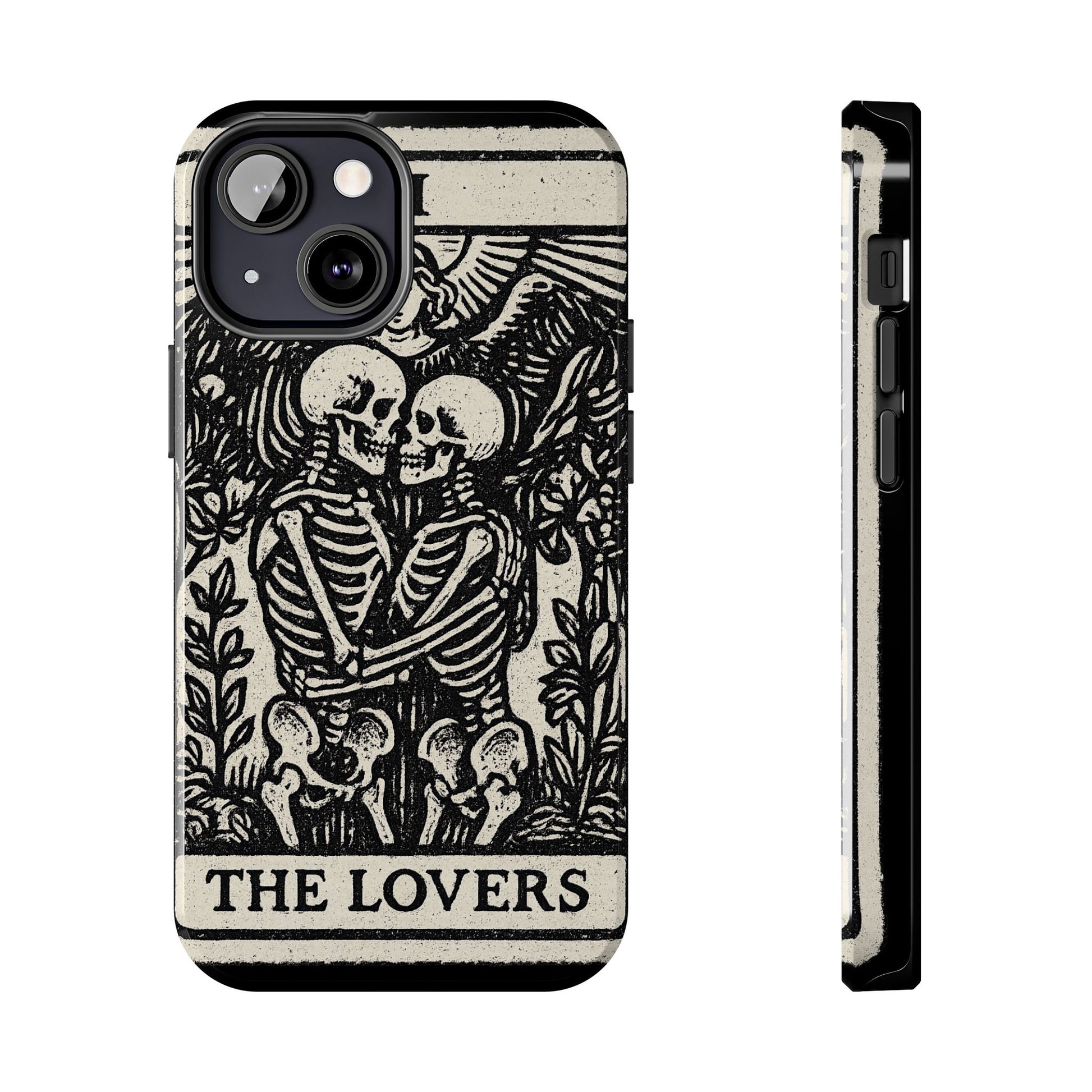 Tough Phone Case with Skeleton Lovers Design, Gothic Phone Cover, Unique Couples Gift, Halloween Accessory, Edgy Tech Design