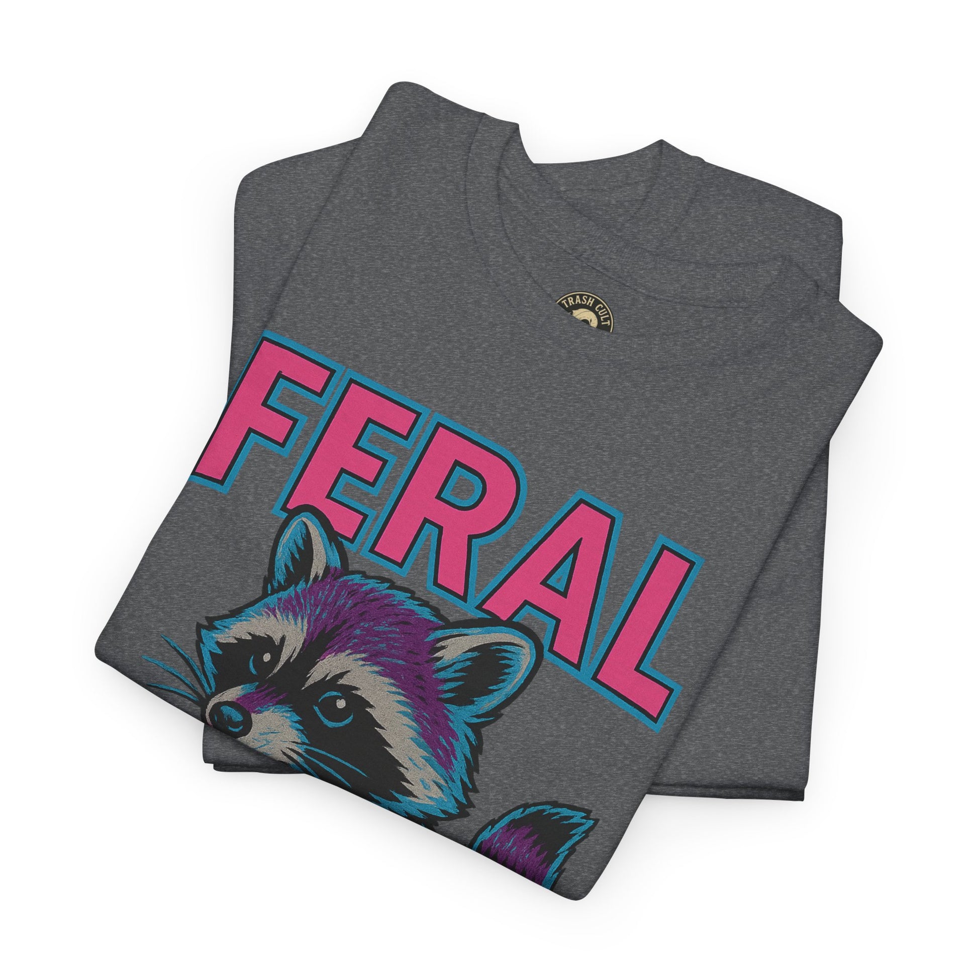 FERAL Raccoon 80s Retro Shirt – Trash Cult Supply Co. – Gildan 5000 Tee
