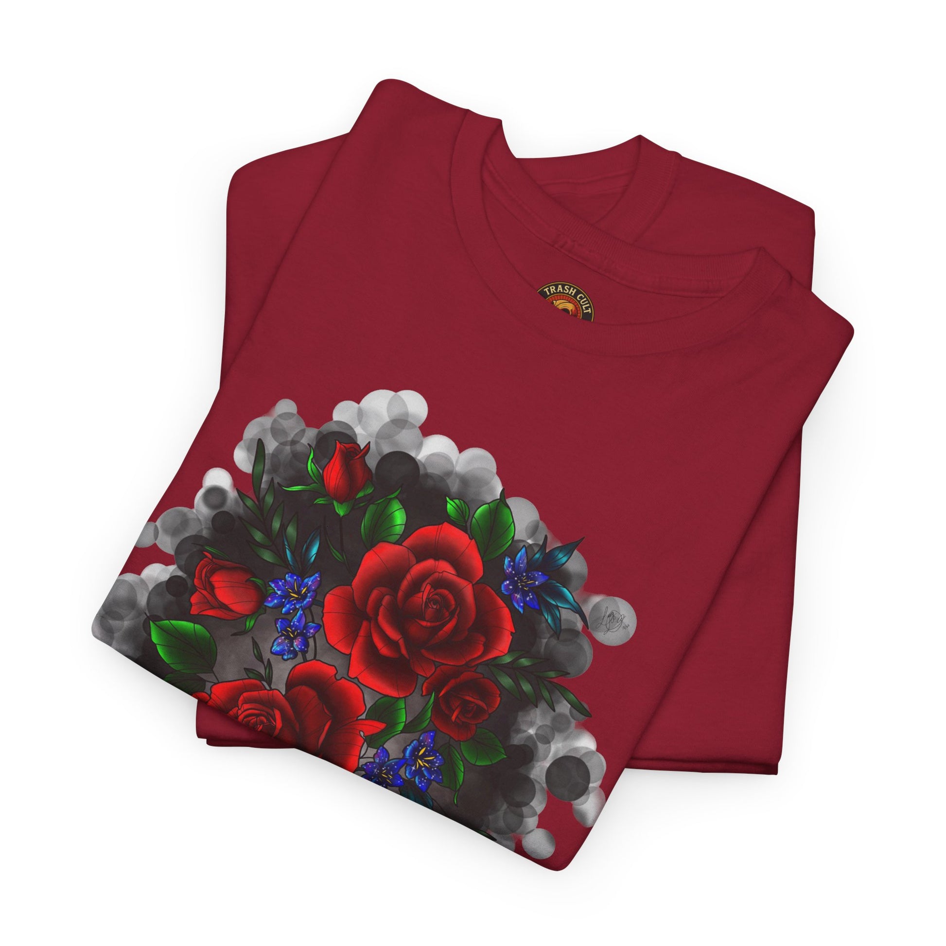 Floral Smoke Tattoo T-Shirt – Lara Davenport x Trash Cult Supply Co. Collab (Gildan 5000)