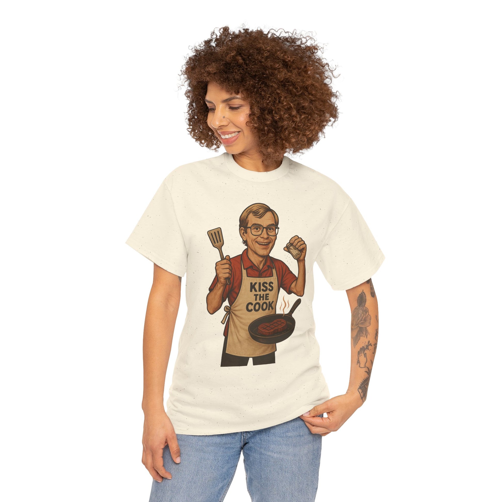 Kiss the Cook Dark Humor Chef Shirt – Creepy Retro Kitchen Parody