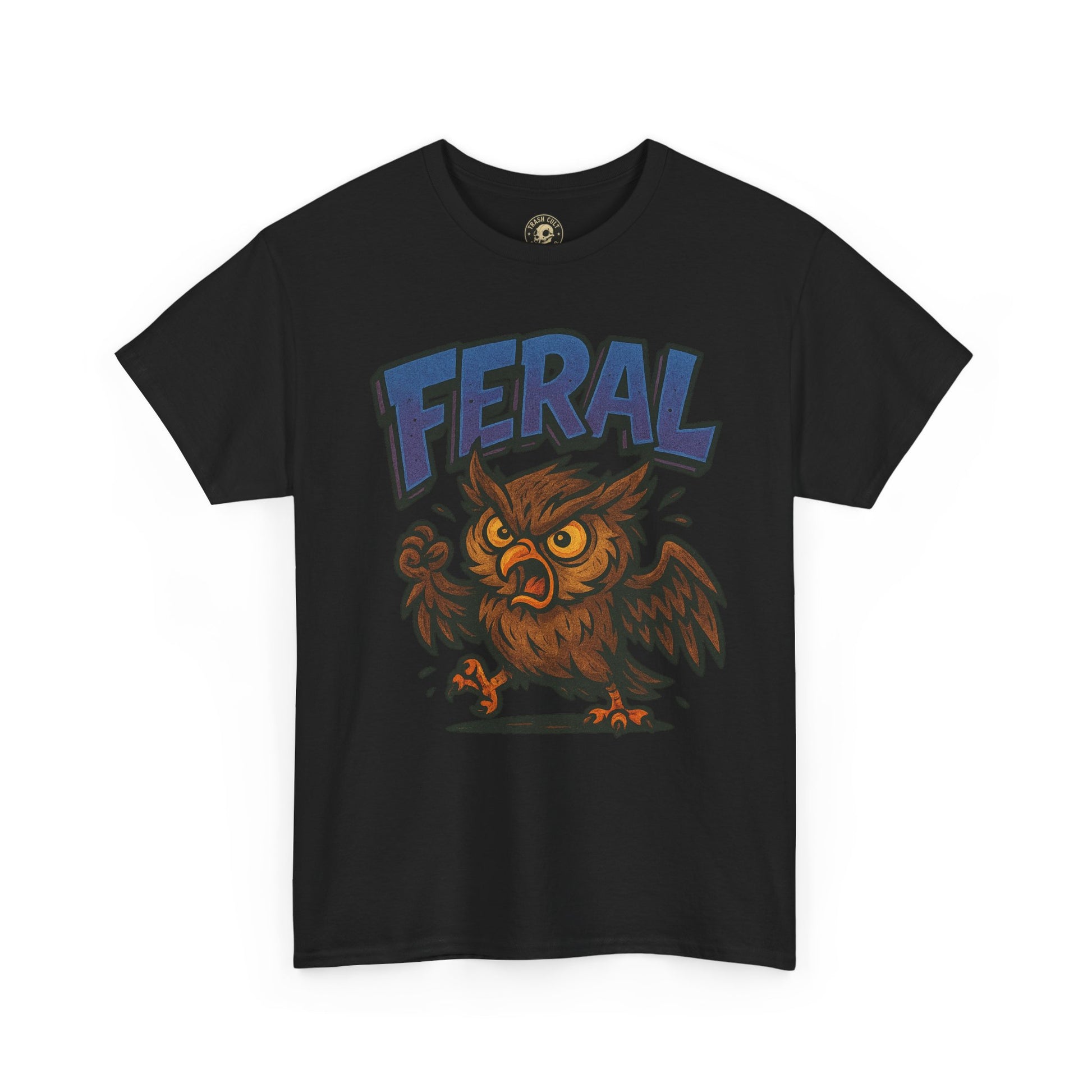 Feral Owl T-Shirt – Bold Animal Graphic Tee | Unisex Cotton Shirt for Bird Nerds & Chaos Lovers