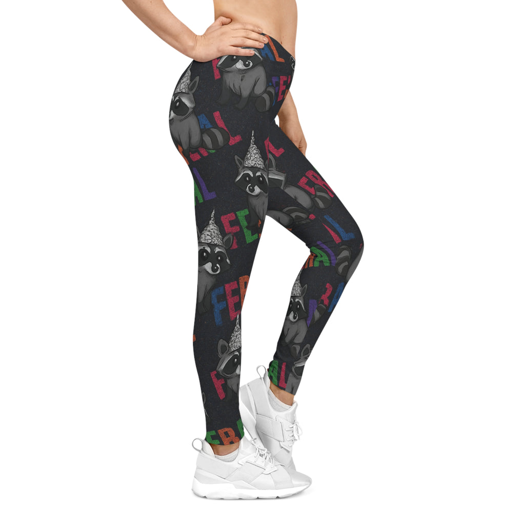 Feral Raccoon Leggings – Funny Animal Print Pants for Women | Bold Gift for Animal Lovers
