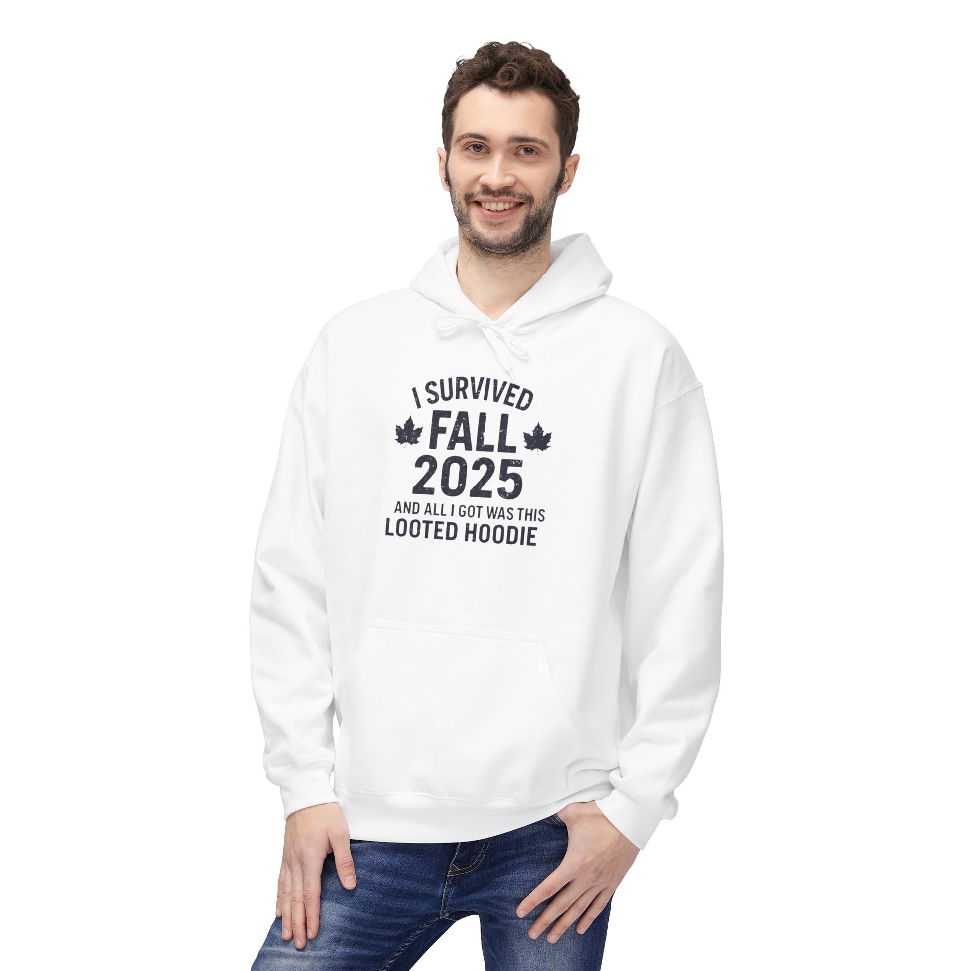 I Survived Fall 2025 Hoodie – Looted Hoodie Meme Sweatshirt – Fall of Humanity Collection – Trash Cult Supply Co.