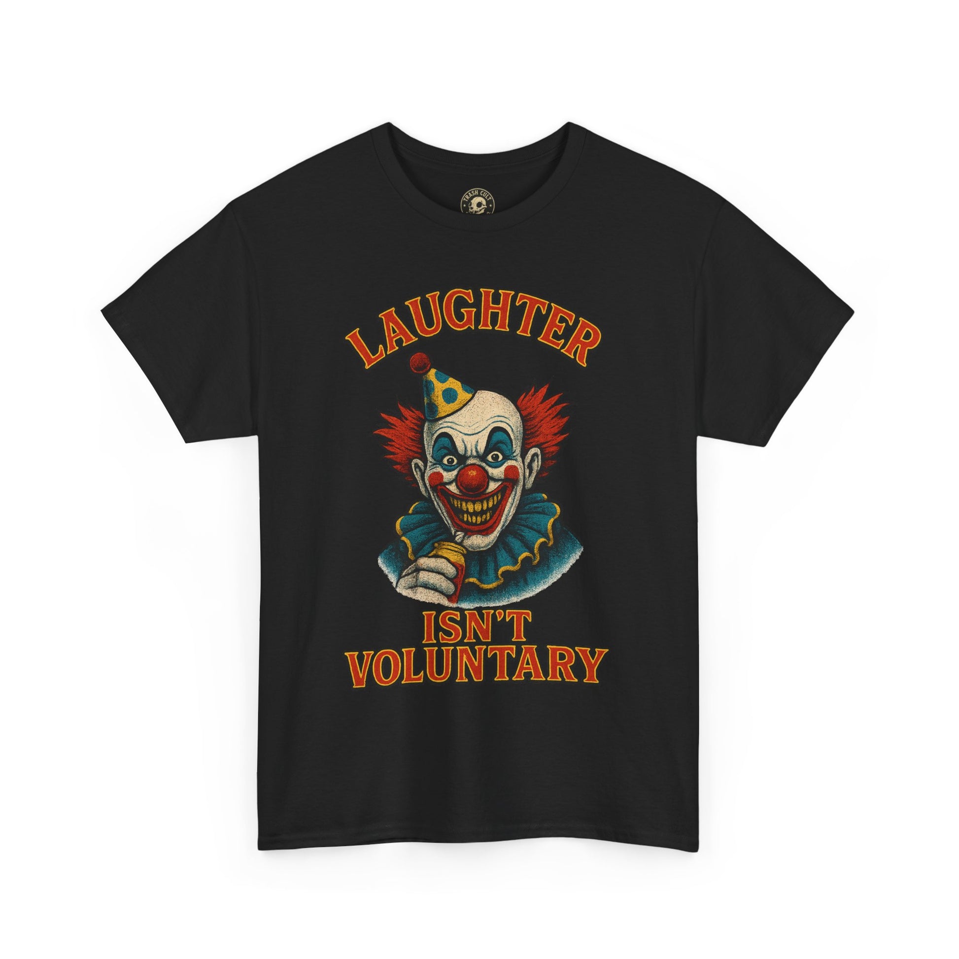 Laughter Isn’t Voluntary Creepy Clown Shirt – Circus Horror Tee – Gildan 5000