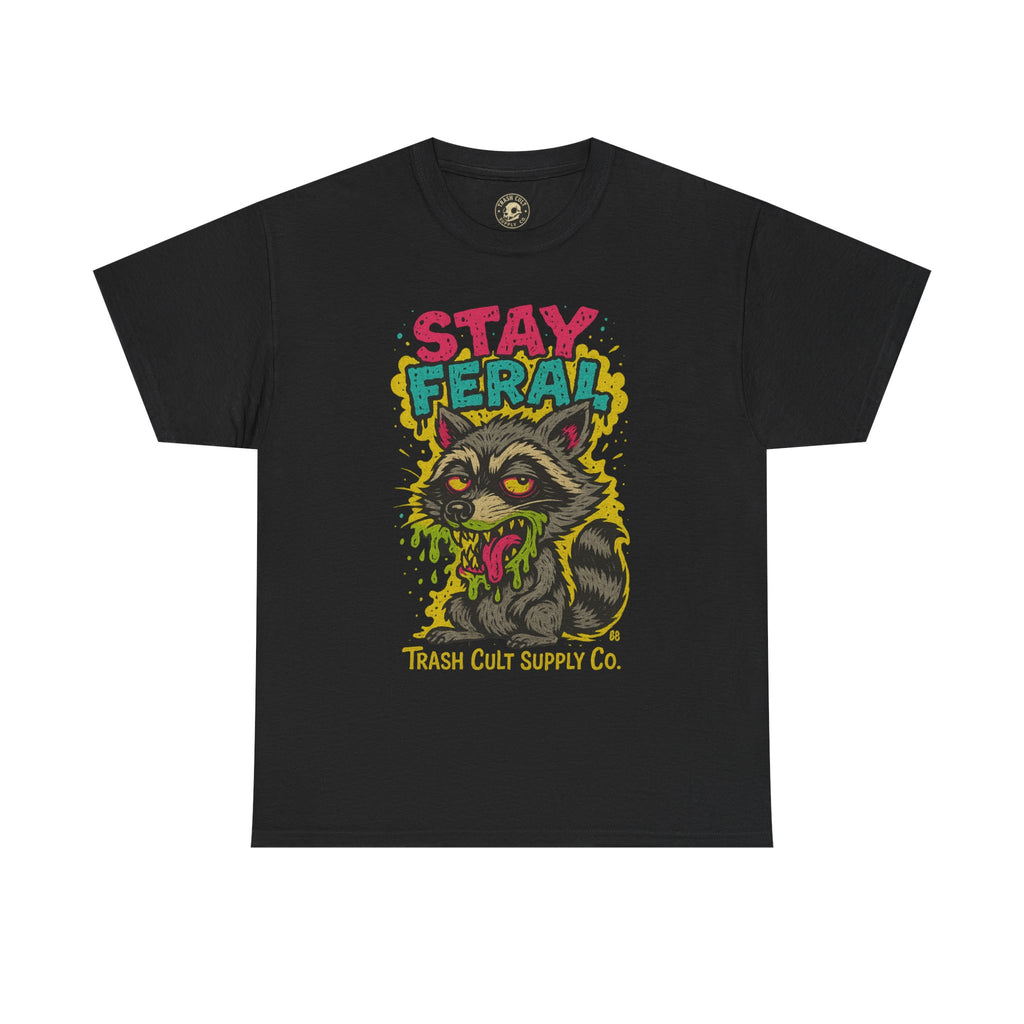Stay Feral Raccoon Lowbrow Tee – Trash Cult Supply Co. | Gildan 5000