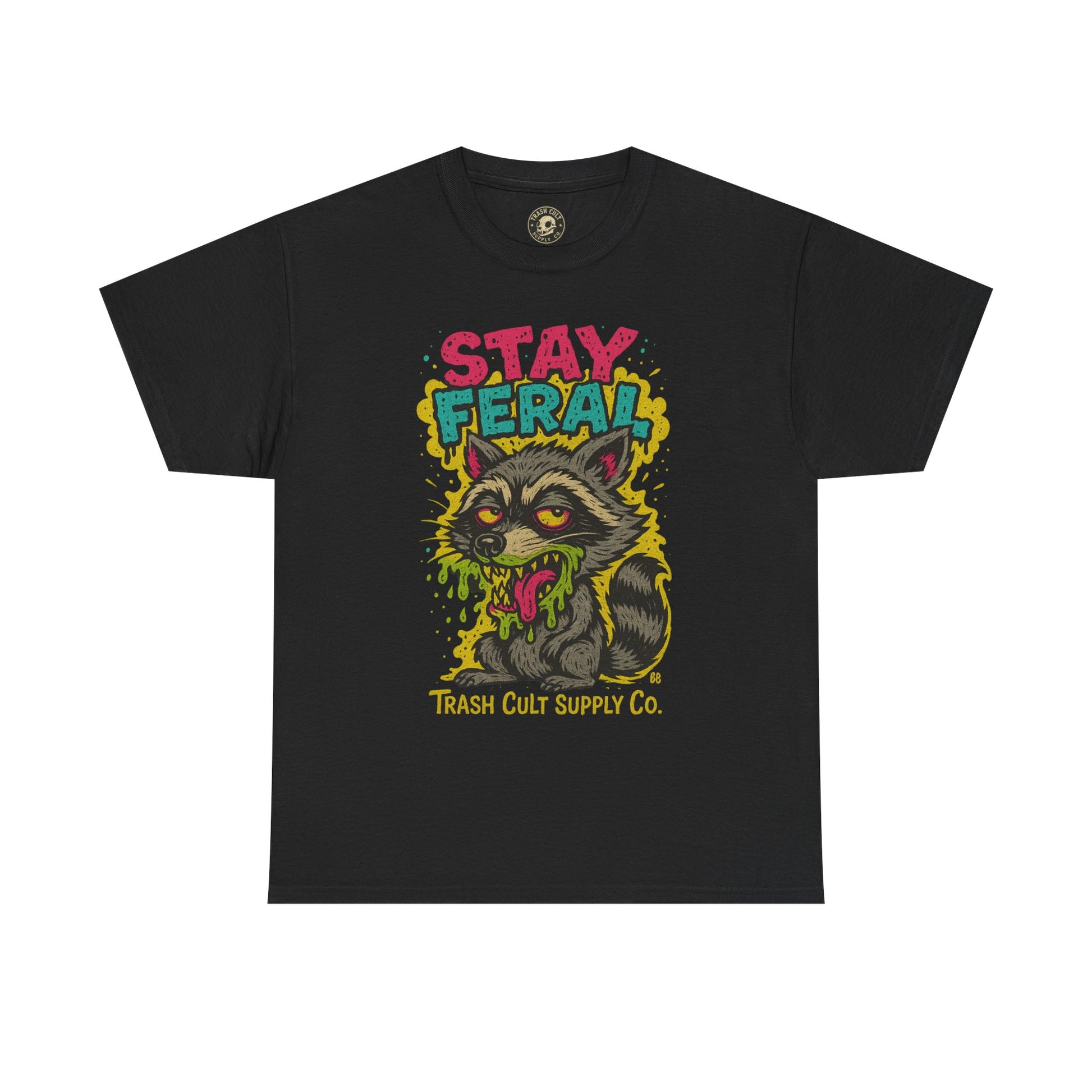 Stay Feral Raccoon Lowbrow Tee – Trash Cult Supply Co. | Gildan 5000