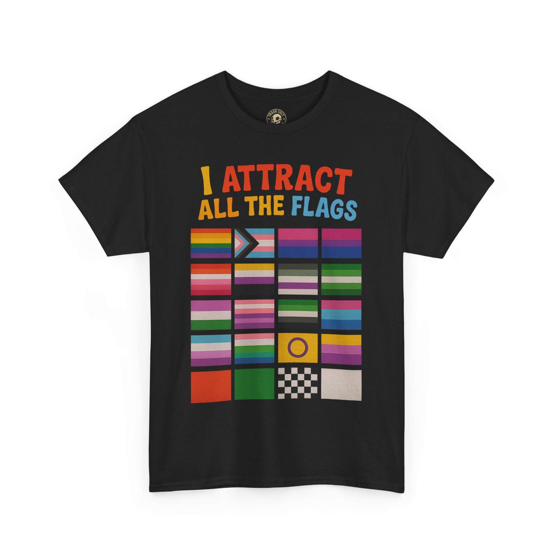 I Attract All The Flags LGBTQ Pride T-Shirt – Funny Inclusivity Shirt – Gildan 5000