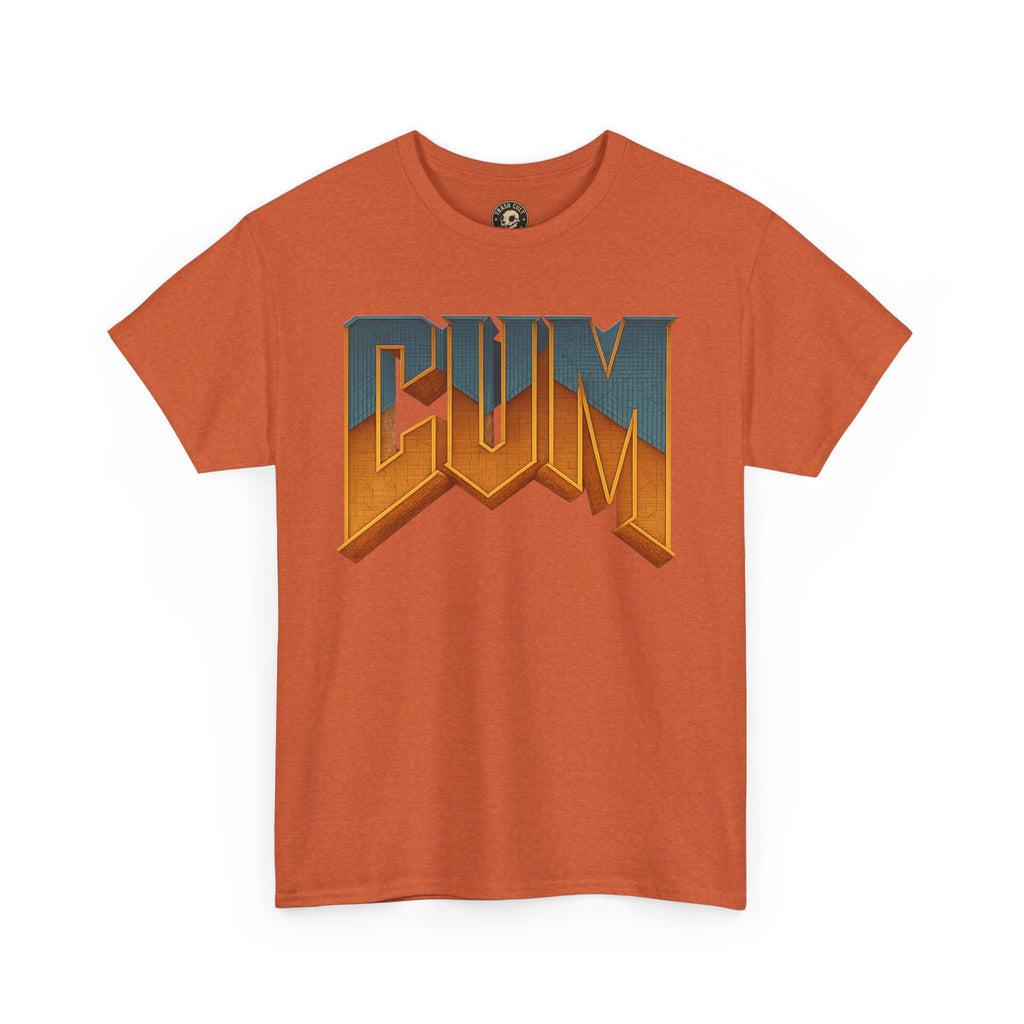CUM Parody Metal Logo Shirt – Doom-Inspired Retro Gamer Tee on Gildan 5000