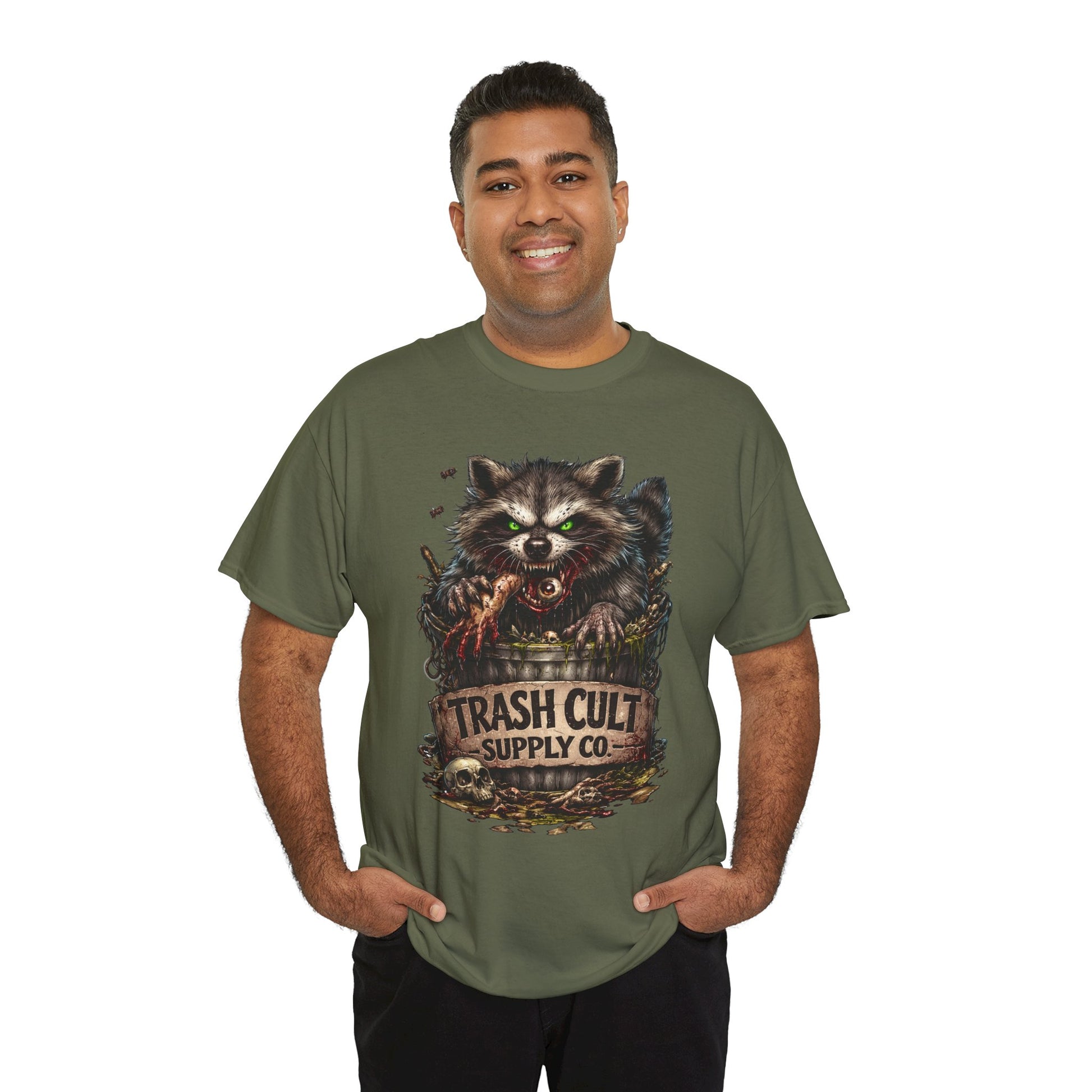 Raccoon 'Trash Cult Supply Co.' Graphic Tee — Vintage Grunge Animal Streetwear