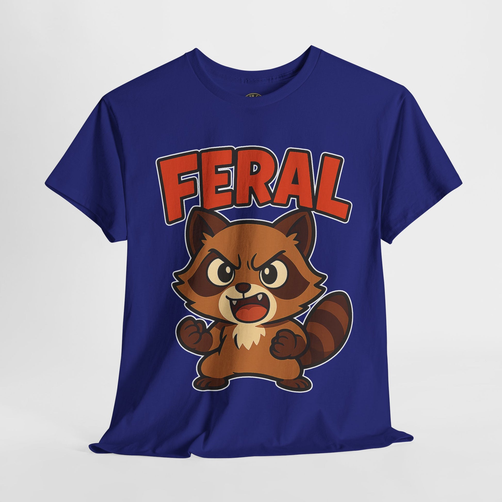 Feral Cartoon Tee - Unisex Heavy Cotton Shirt, Cute Graphic, Animal Lovers Gift, Casual Wear, Fun T-Shirt for Kids & Adults