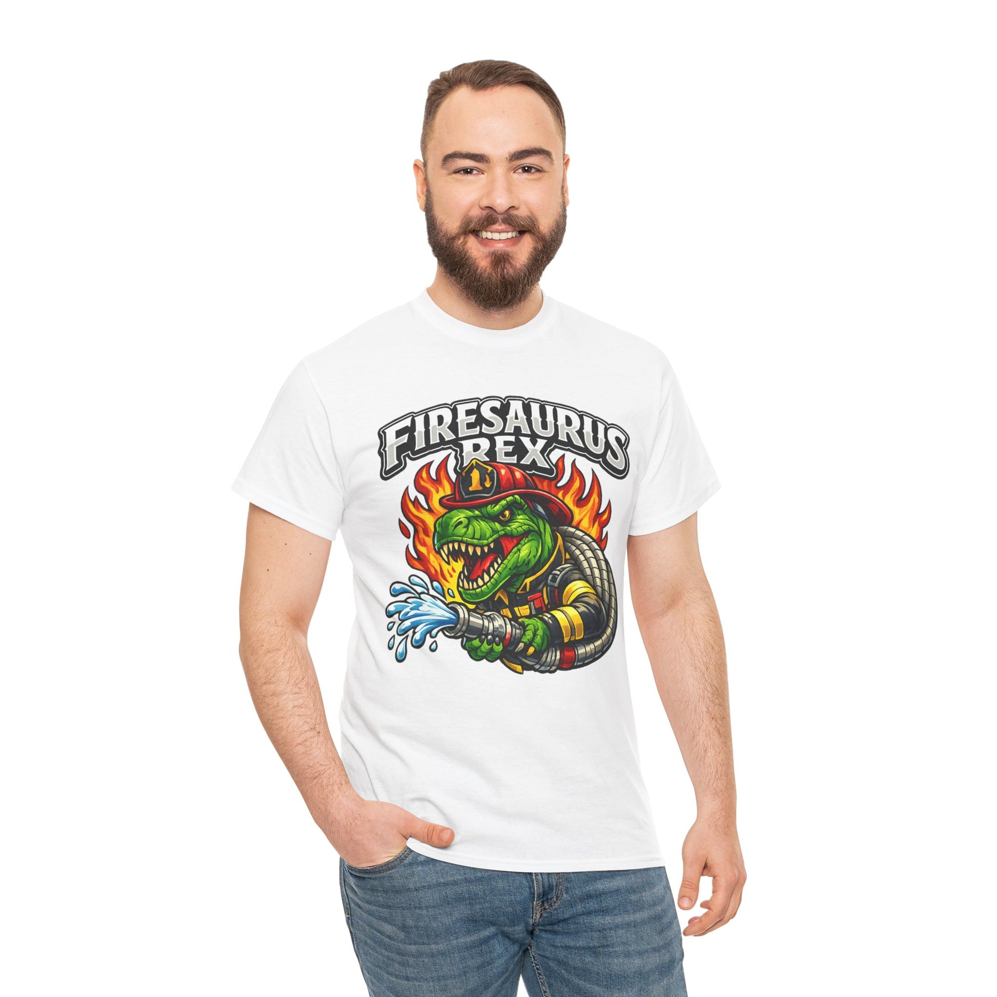Firesaurus Rex T-Shirt — Funny Firefighter Dinosaur Tee