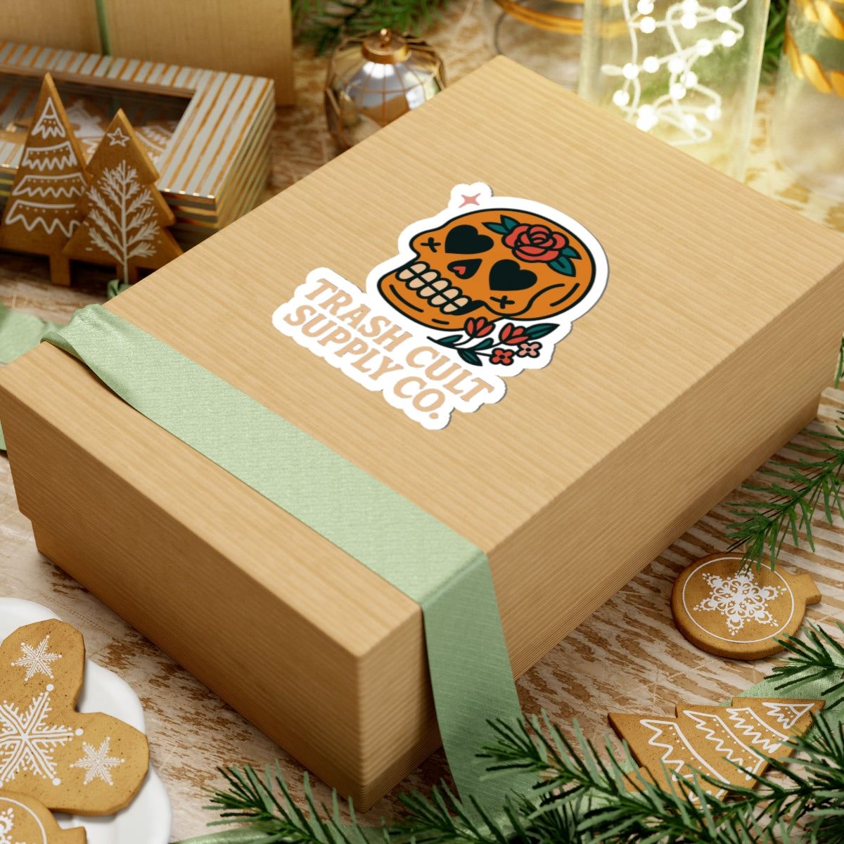 Eye-Catching Kiss-Cut Stickers for Unique Decor, Laptop, Water Bottles, Gifts, Trash Cult Supply Co. Skull Design