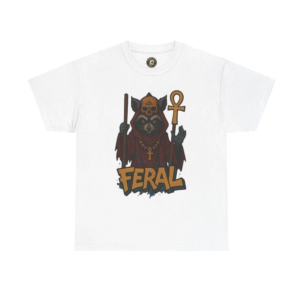 FERAL Raccoon Cult Leader Shirt – Graffiti Style Streetwear Tee | Bold Trashcore Design on Gildan 5000