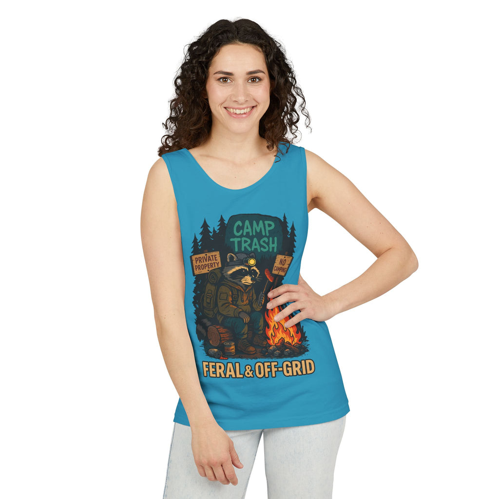Camp Trash Raccoon Tank Top – Feral & Off-Grid Summer Shirt by Trash Cult