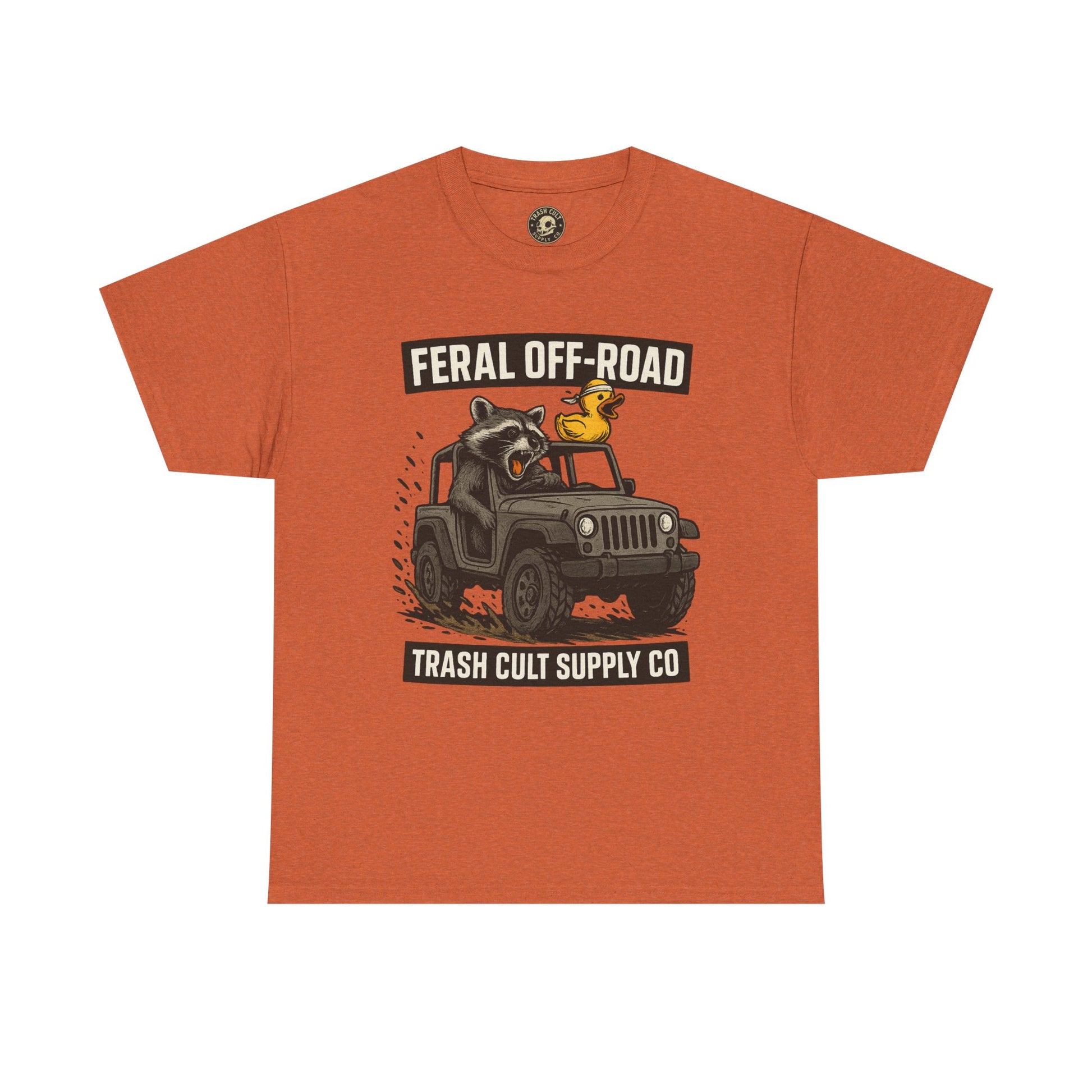 Feral Off-Road Raccoon Jeep Shirt – Mud Slinging Chaos | Trash Cult Supply Co | Gildan 5000 Tee