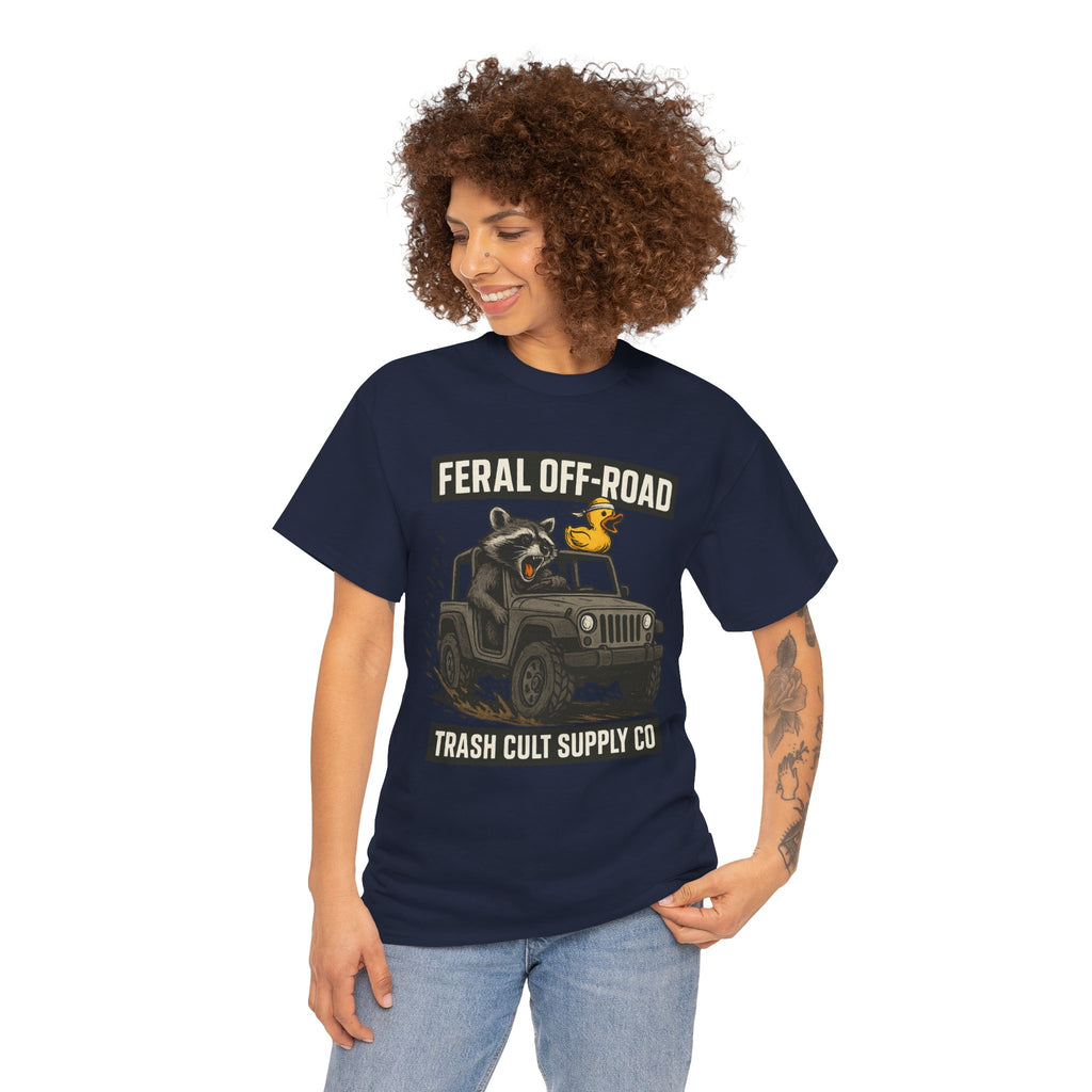 Feral Off-Road Raccoon Jeep Shirt – Mud Slinging Chaos | Trash Cult Supply Co | Gildan 5000 Tee