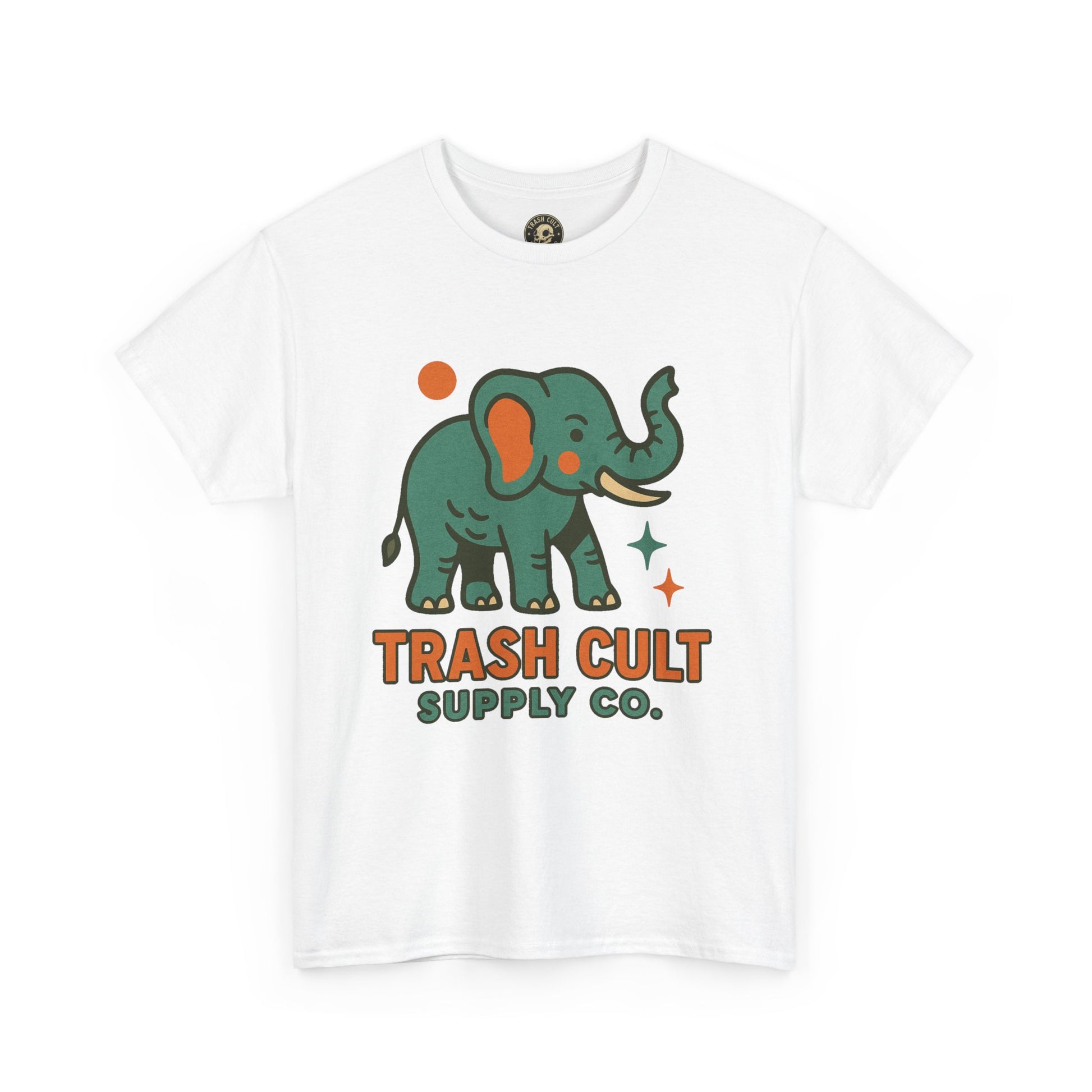 Trash Cult Elephant Unisex Heavy Cotton Tee, Eco-Friendly Shirt, Cool Casual Tee, Gift for Animal Lovers, Vintage Style T-Shirt