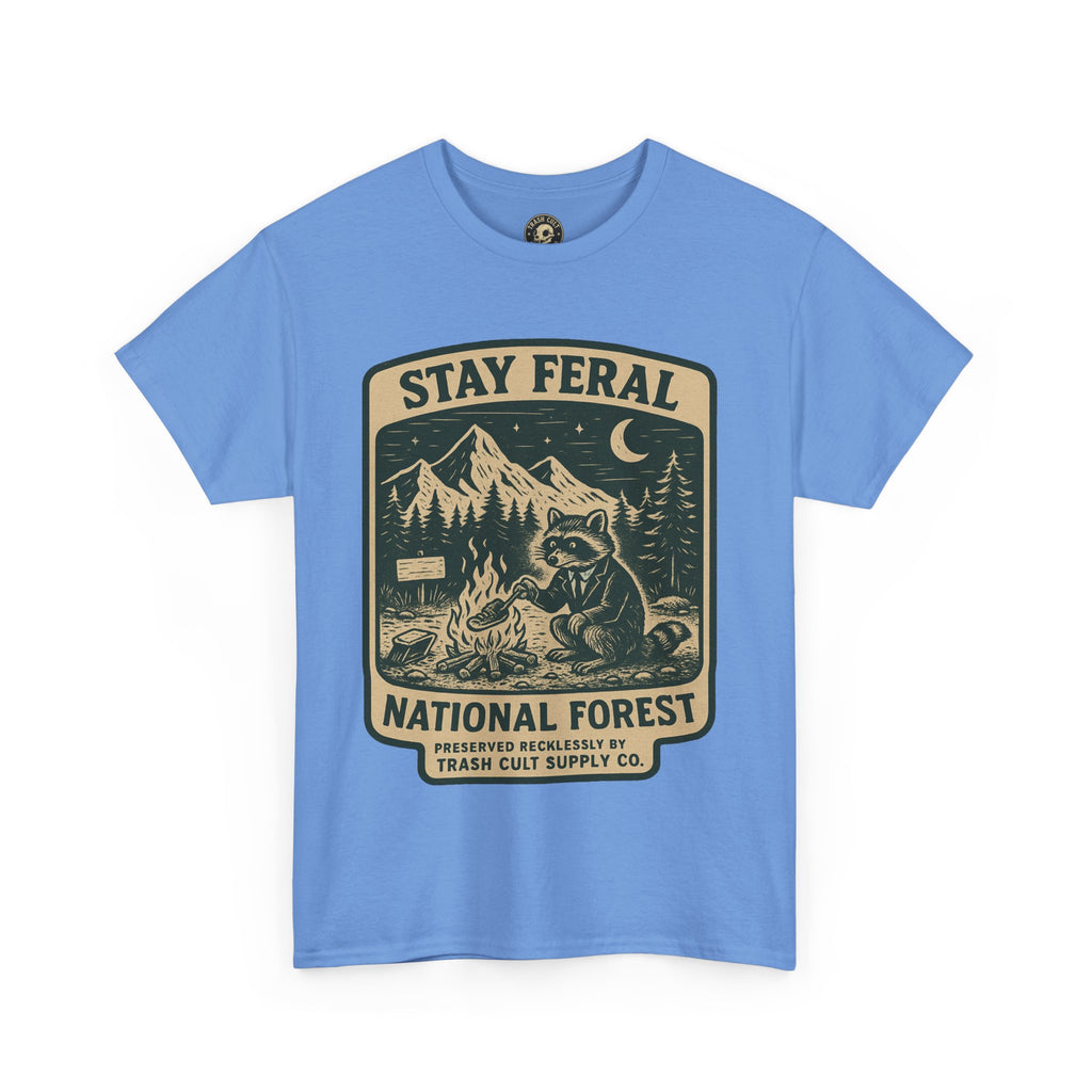 Stay Feral National Forest Shirt – Vintage Raccoon Camping Tee – Trash Cult Supply Co – Gildan 5000